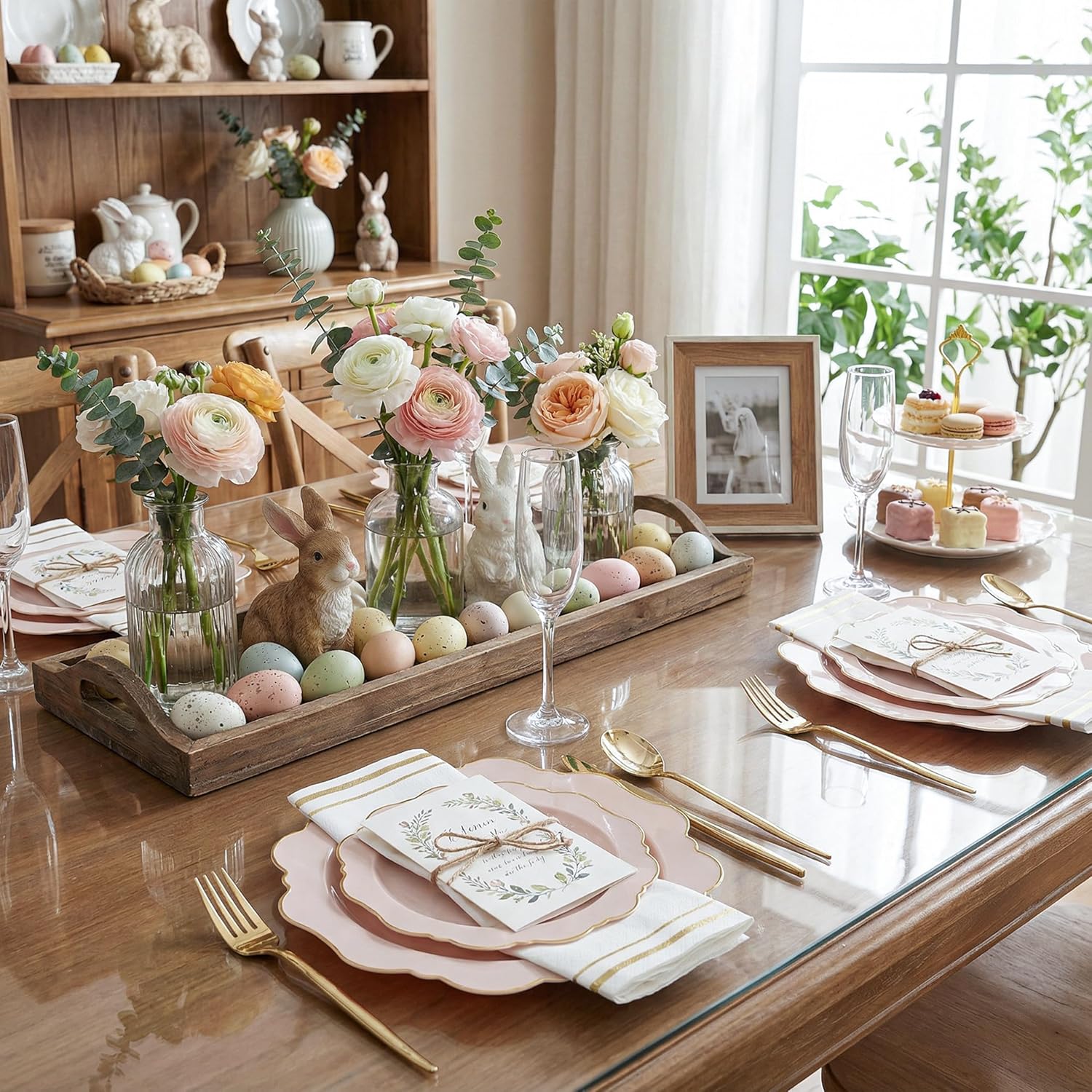 WDF 175Pcs Pink Plastic Plates - Pink and Gold Plates Disposable 25guest Plastic Dinnerware Ideal for Easter/Bridal Shower/Wedding/Baby Shower/Spring