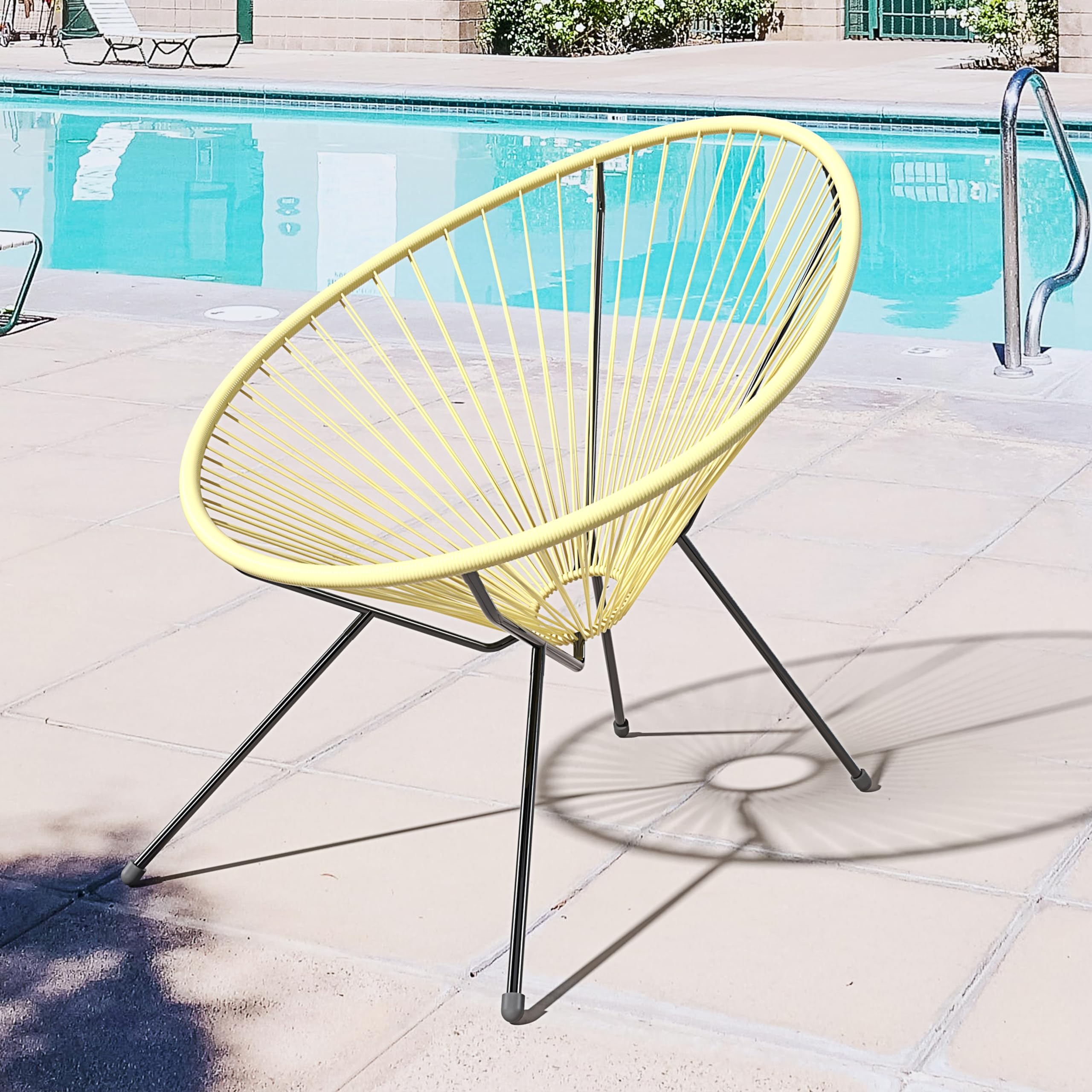 Set Di 2 Poltrone Sedia Relax Con Seduta A Corde Intrecciate Ovale E Struttura In Acciaio Robusto Arredo Arredamento Giardino Esterno Terrazzo Salone Soggiorno Salotto 72 x 78 x 89 cm (Beige)