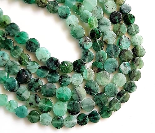 Cuentas de esmeralda de piedras preciosas naturales, cuentas sueltas de esmeralda genuina para hacer joyas, cuentas perforadas en forma de moneda,