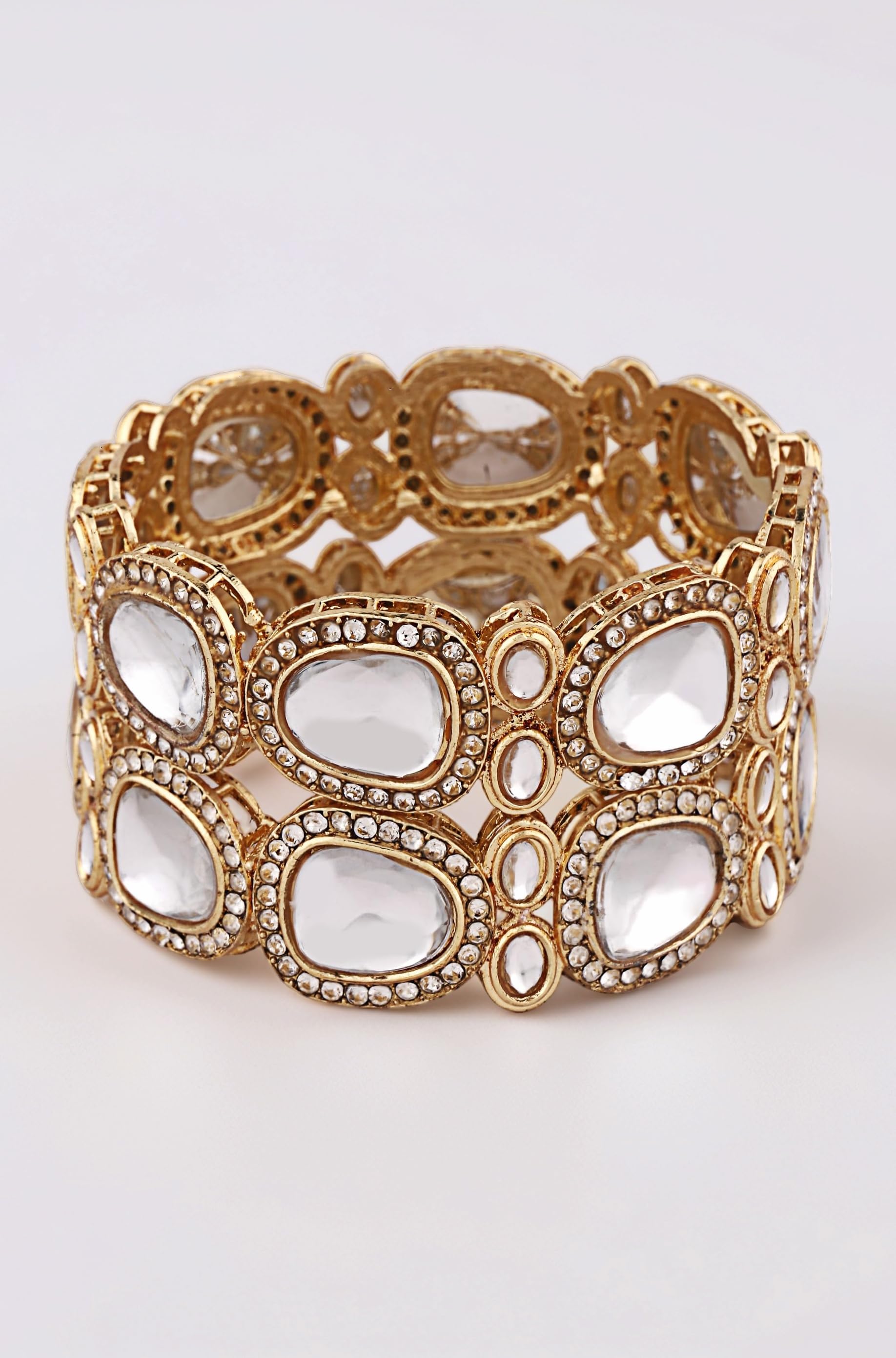 Shining Diva Fashion Parineeti Chopra Inspired Latest Stylish Traditional Kundan Bangles for Women (Set of 2)