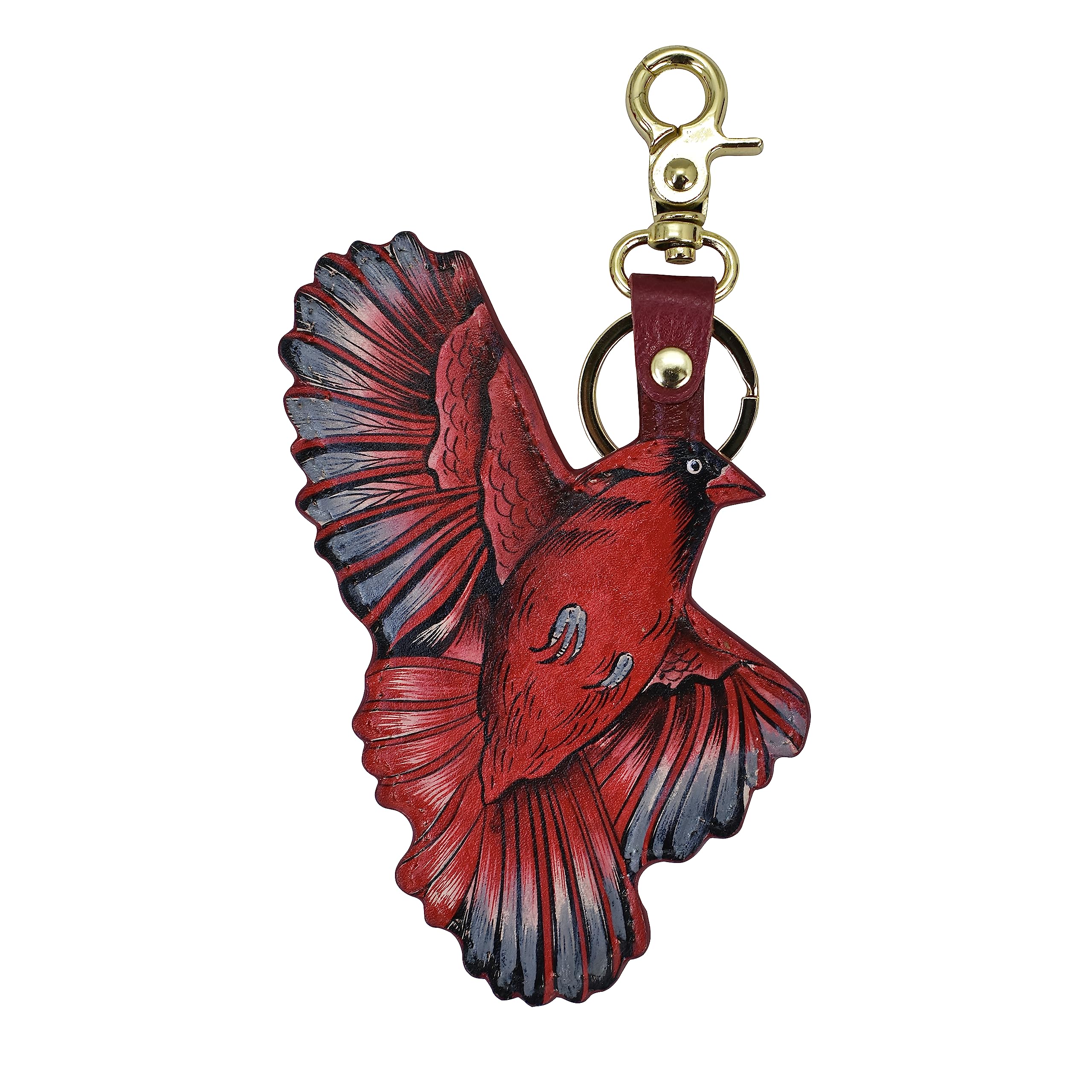 AnuschkaHandpainted Leather Keyring/Charm Luscious Lilies Denim