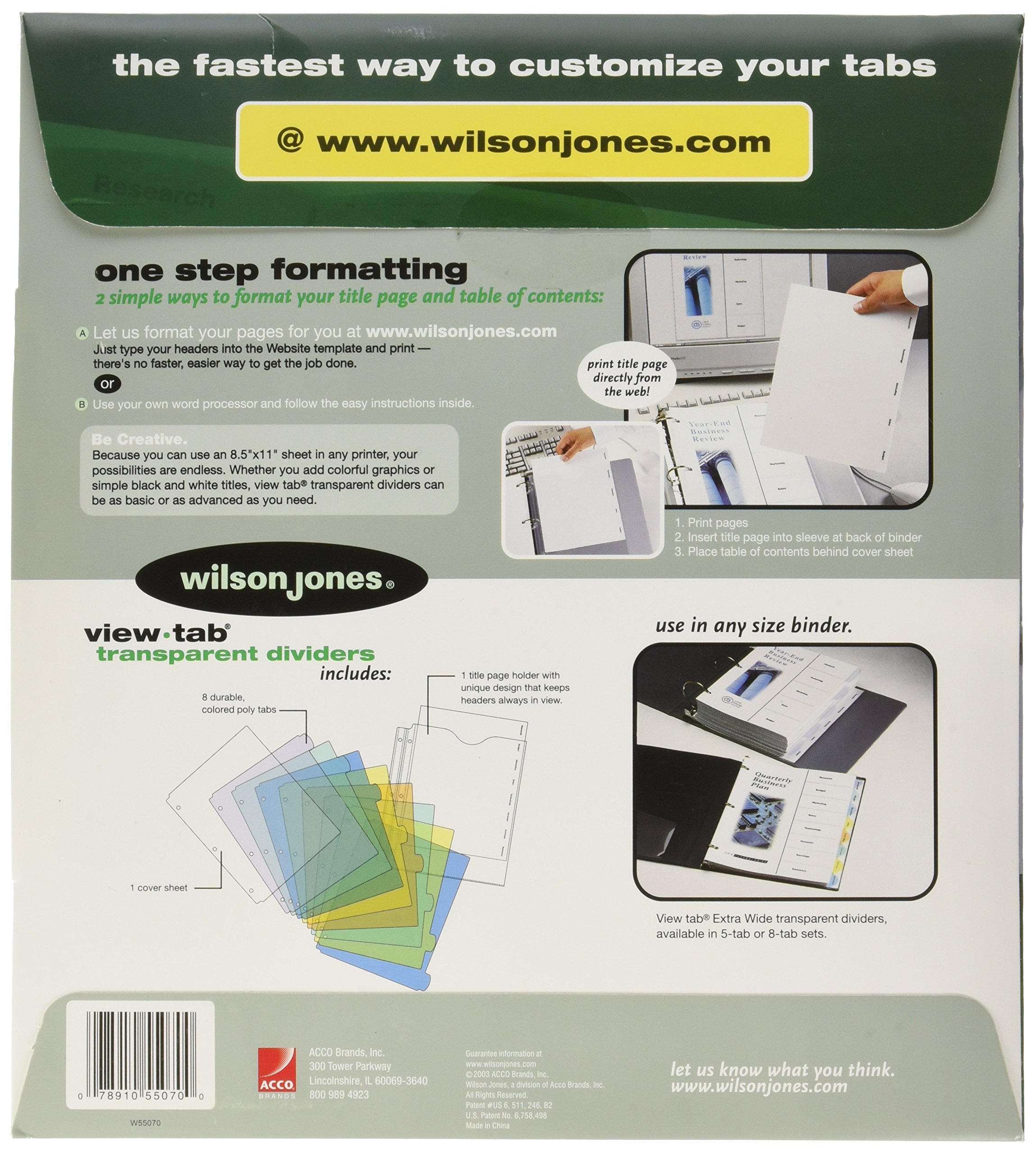 View-Tab Transparent Index Dividers, 8-Tab, Extra Wide Square, Letter, Assorted