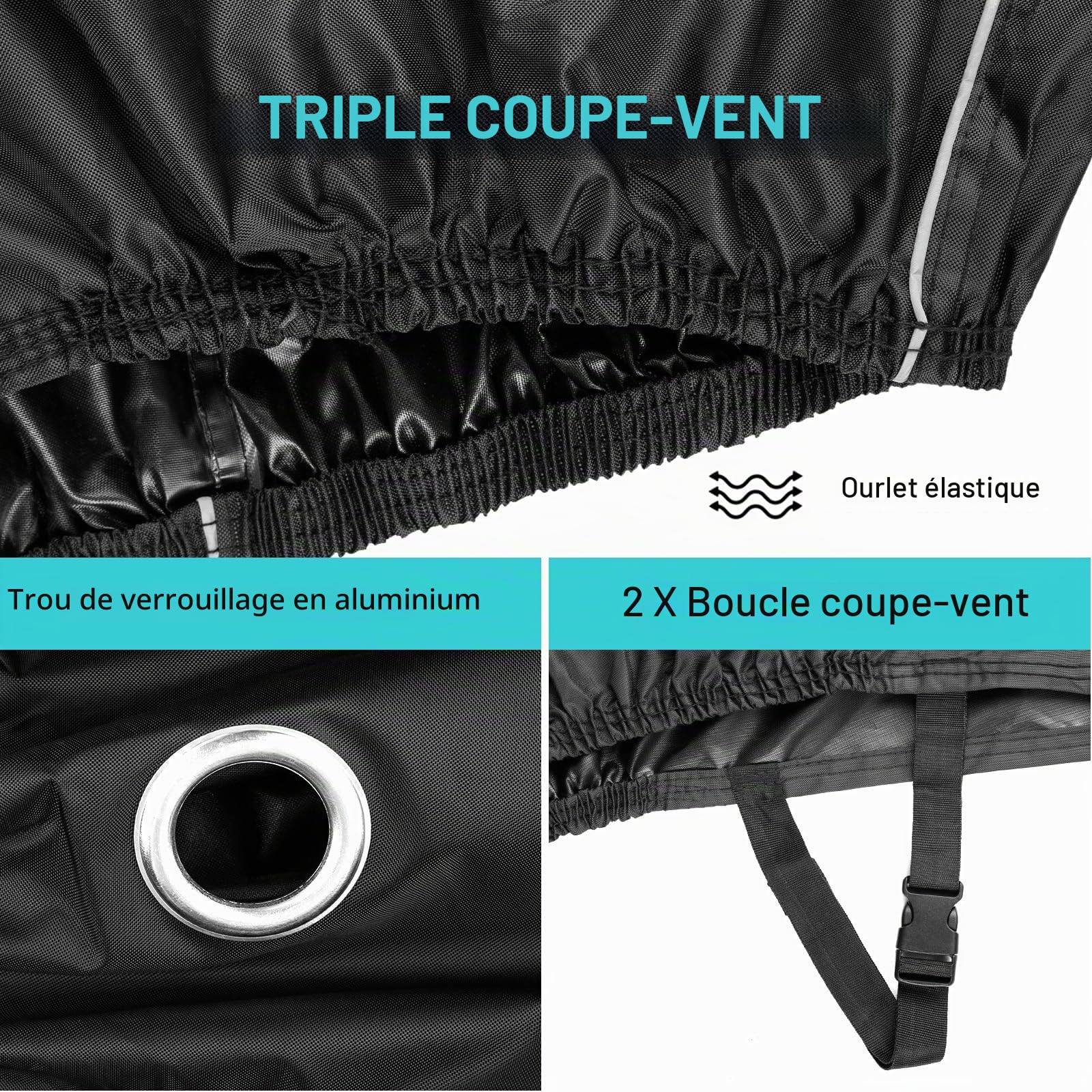 Favoto Housse de Protection Imperméable pour Moto, Couverture de Moto Oxford 300D Contre Soleil Pluie Poussière Vent Neige pour Motocyclettes et Scooters Électriques avec Boîte Arrière, 220x105x130cm