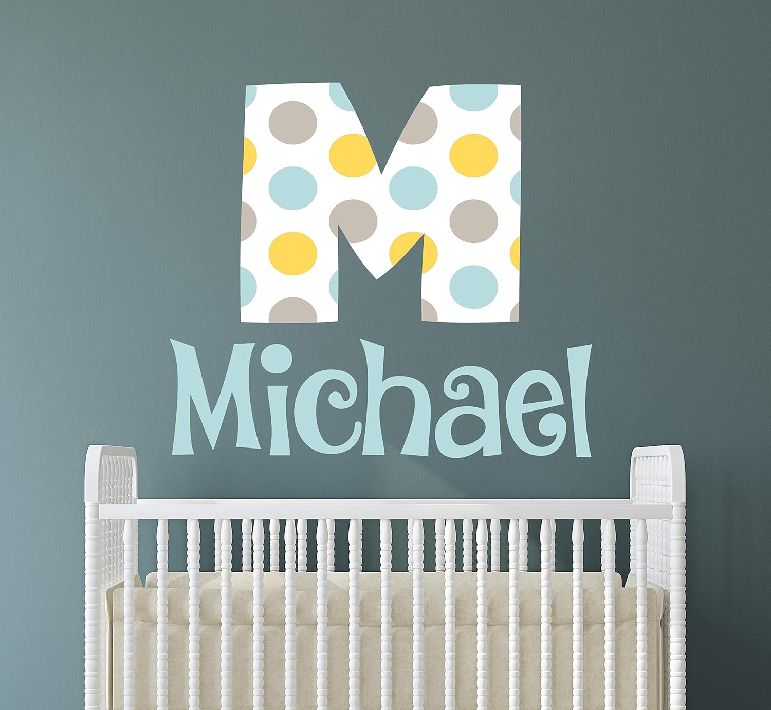 Personalized Boy Name Polka Dots Wall Decal Baby Room