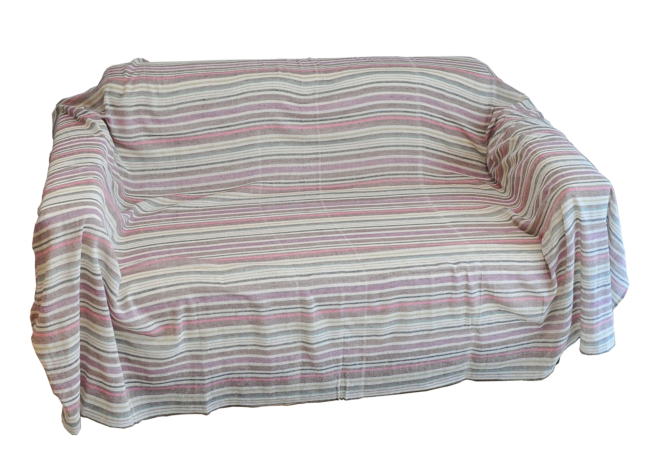 Amazon｜インド綿 マルチカバー 長方形 マルチボーダー 約150×215cm