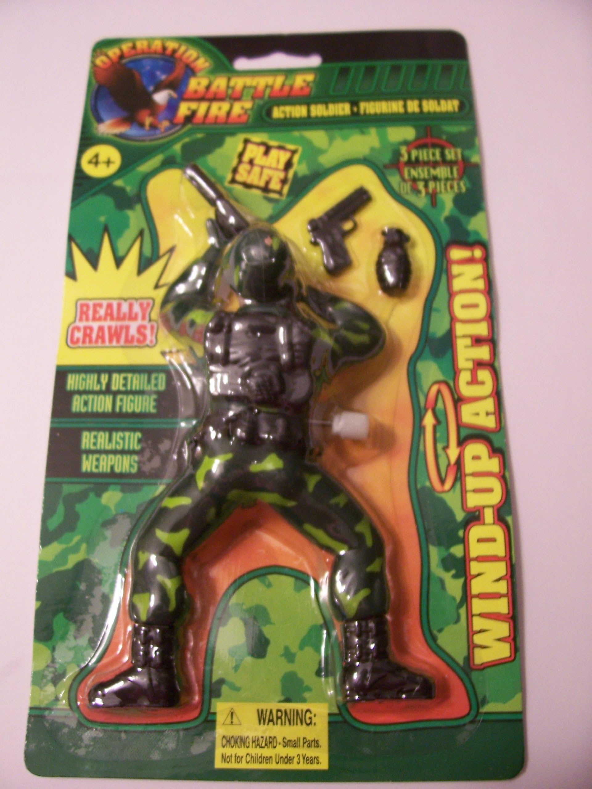 Operation Battle Fire Wind Up Crawling Action Figure with Realistic Weapons