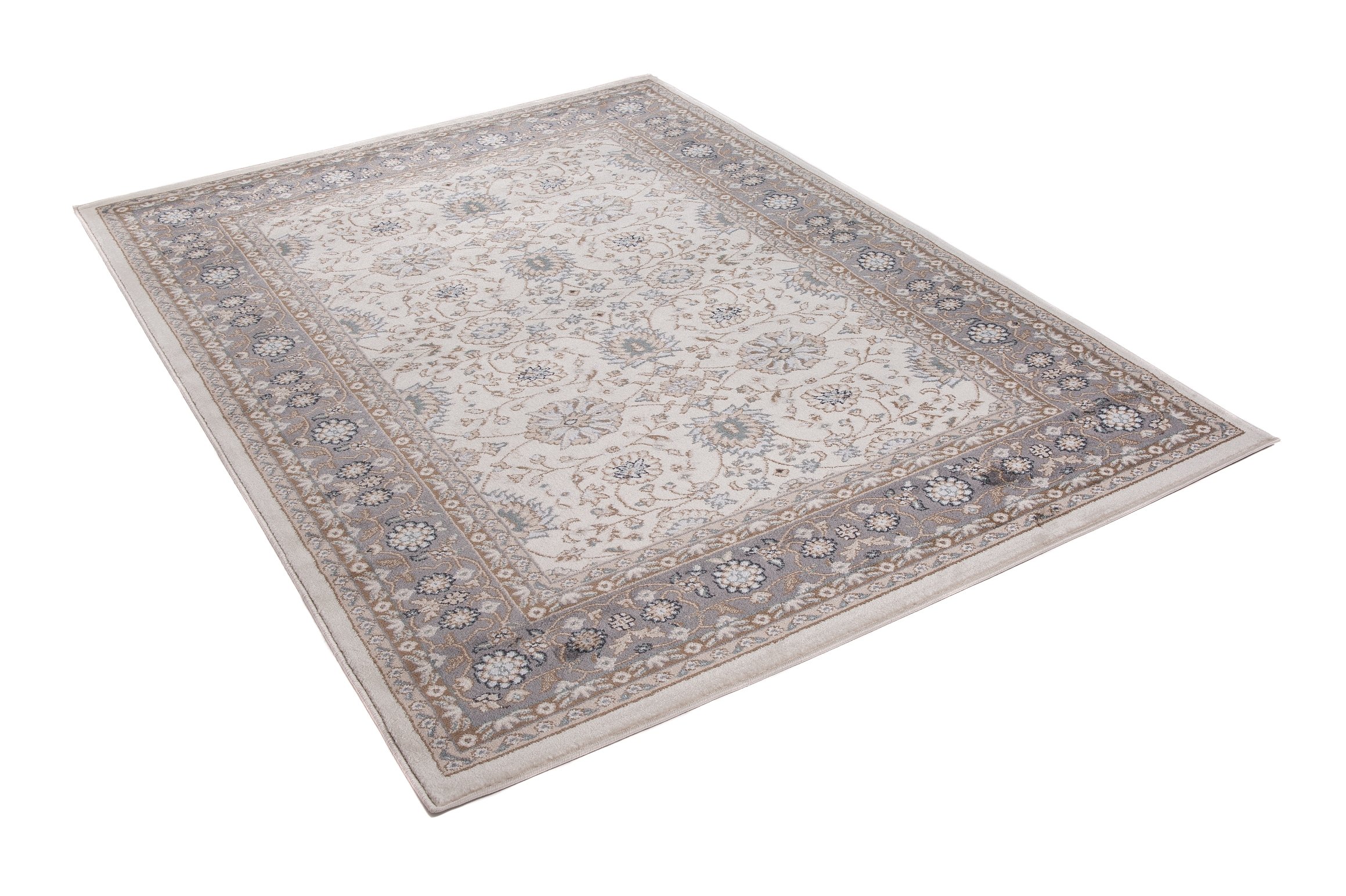 TAPISO Colorado Teppich Kurzflor Creme Beige Grau Floral 180 x 250 cm