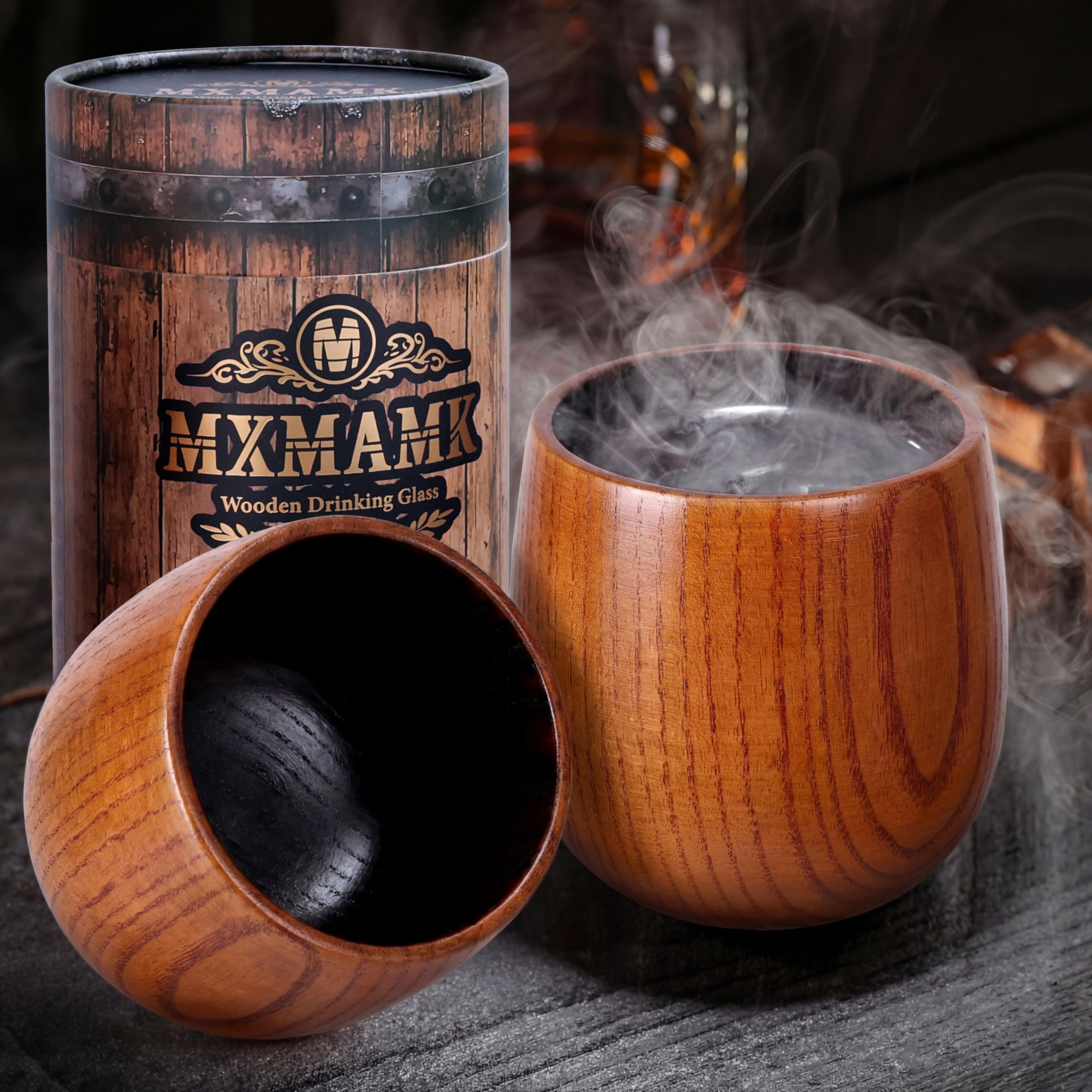 MXMAMK Charred Oak Whiskey Glasses Set