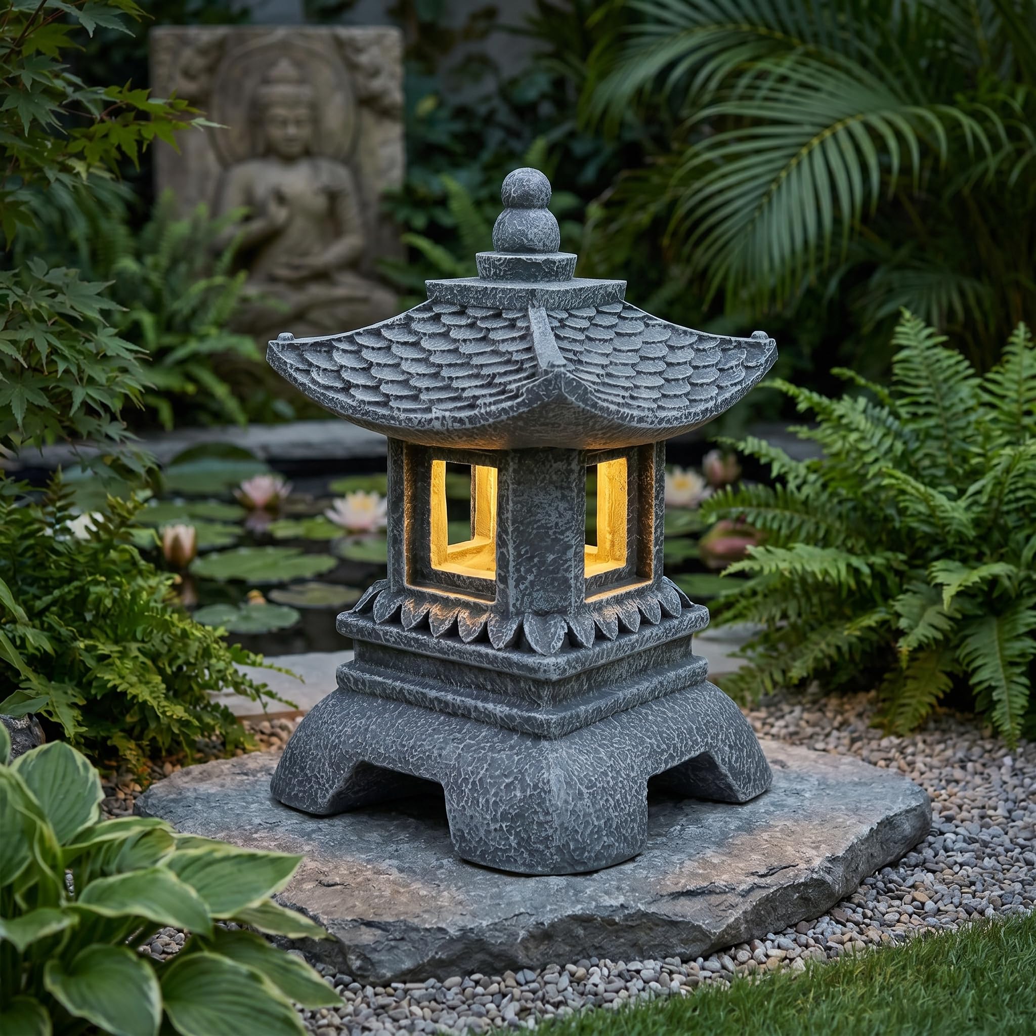 Amazon.com: TB TIBAG Solar Pagoda Decors Garden Statues, Zen Asian