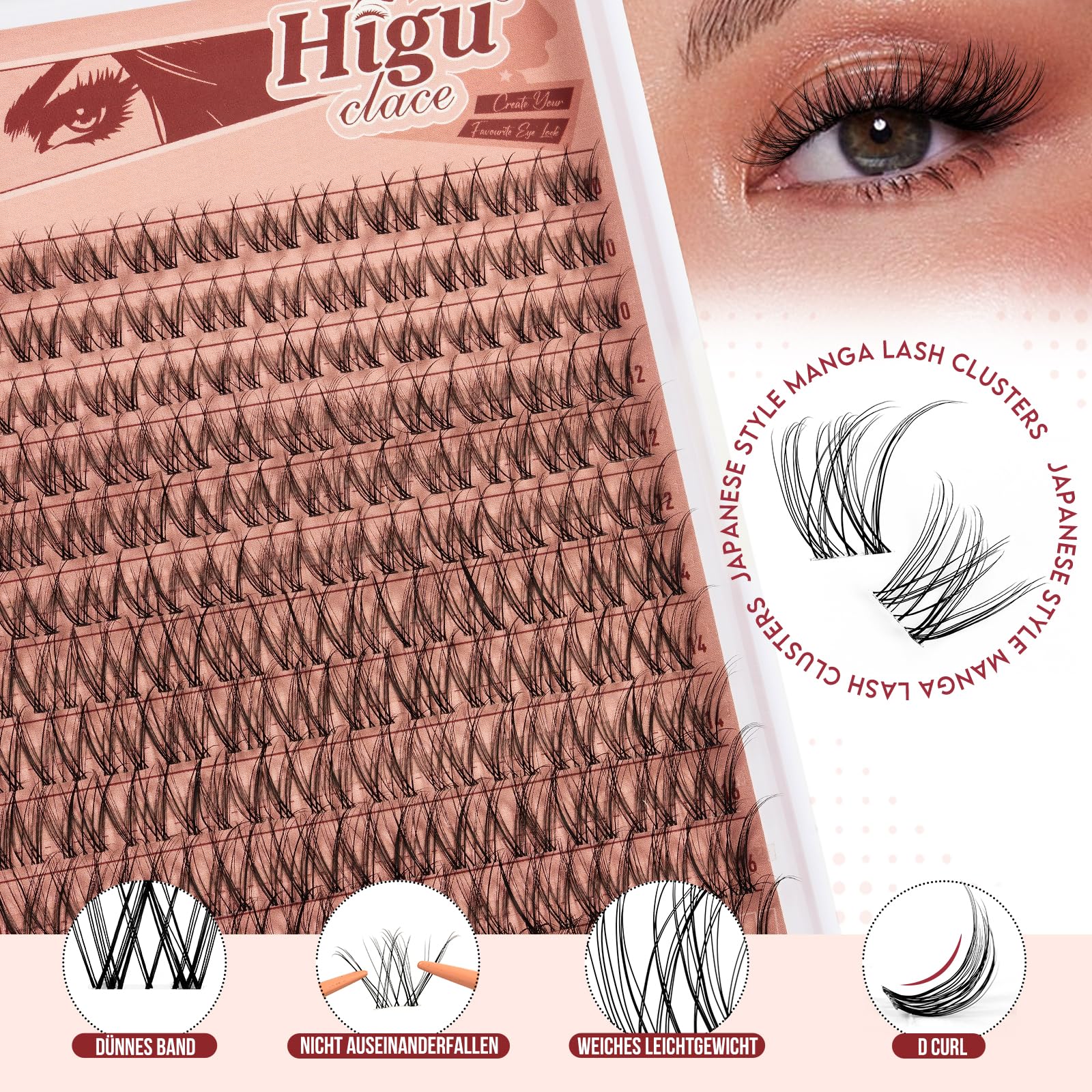 Wispy-Cluster-Lashes Kit 10-18mm, Higu clace Natural Lashes Cluster Kit D curl - Image 2