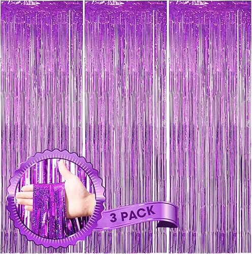 Miniatura 112 de Cortinas de fondo de flecos de papel de aluminio para fiestas, 3 piezas, 39.6 x 98.4 pulgadas, azul retro 48 Retro Azul,03 Rosa,04 Rosa
