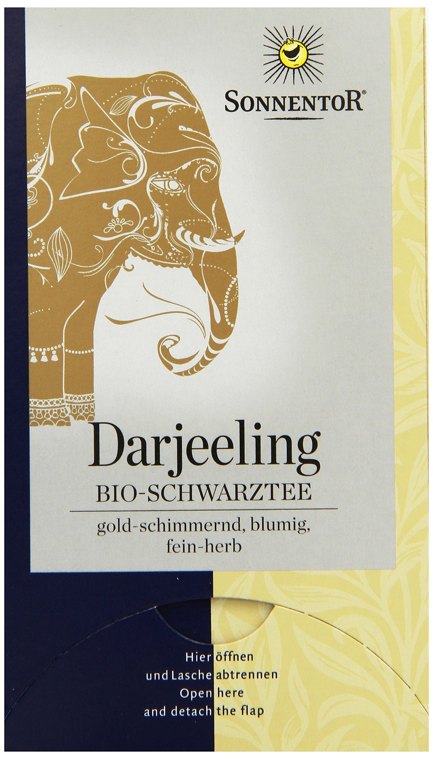 Sonnentor Schwarztee Darjeeling bio, Doppelkammerbeutel, 6er Pack (6 x 27 g)