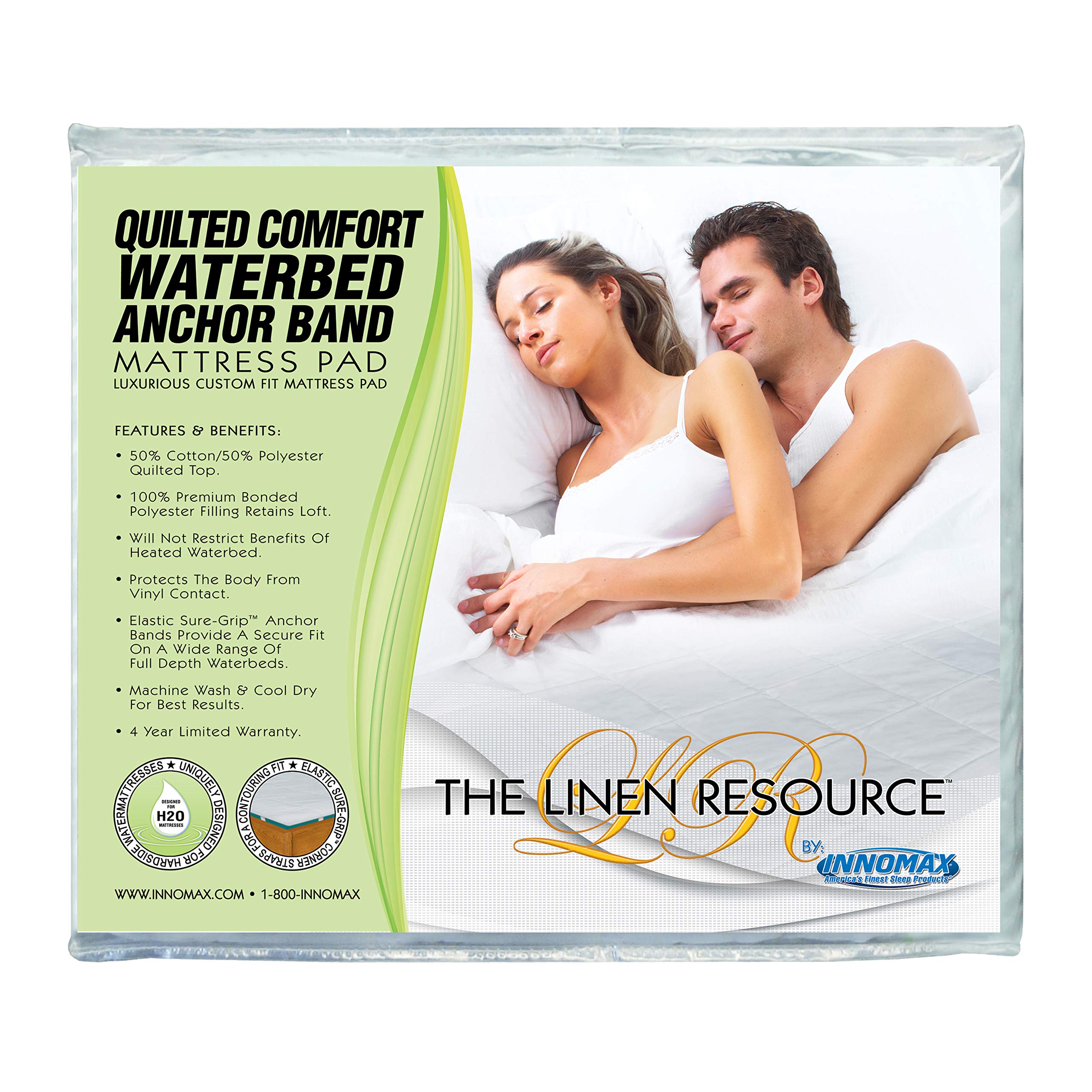 INNOMAXQuilted Comfort Waterbed Anchor Band Mattress Pad - Super Single