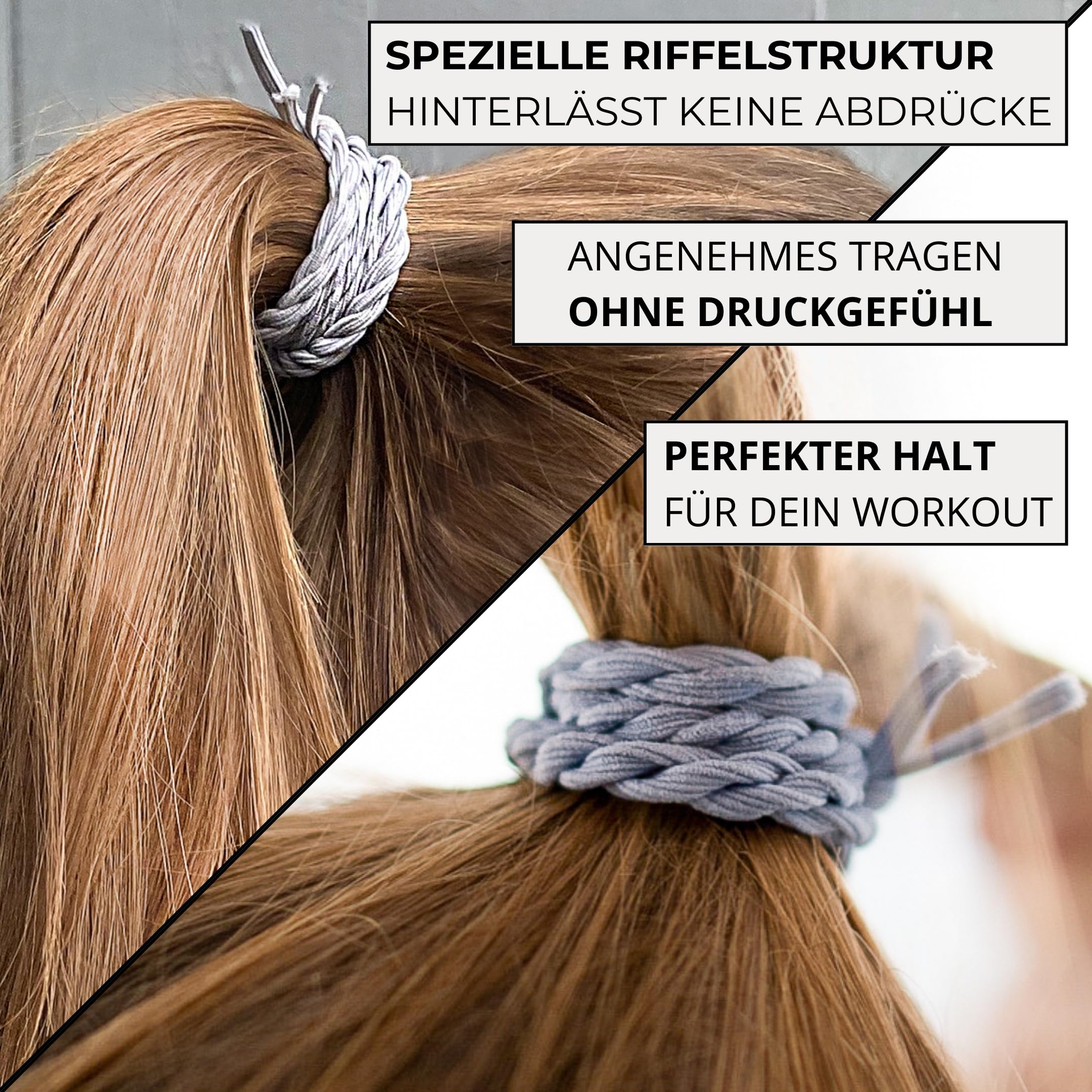 Bellody® Oryginalne gumki do włosów – stylowo pleciona gumka do włosów z mocnym trzymaniem (zestaw 4 szt. – Mocha Brown) – damska ozdoba do włosów w kolorze jasnego brązu