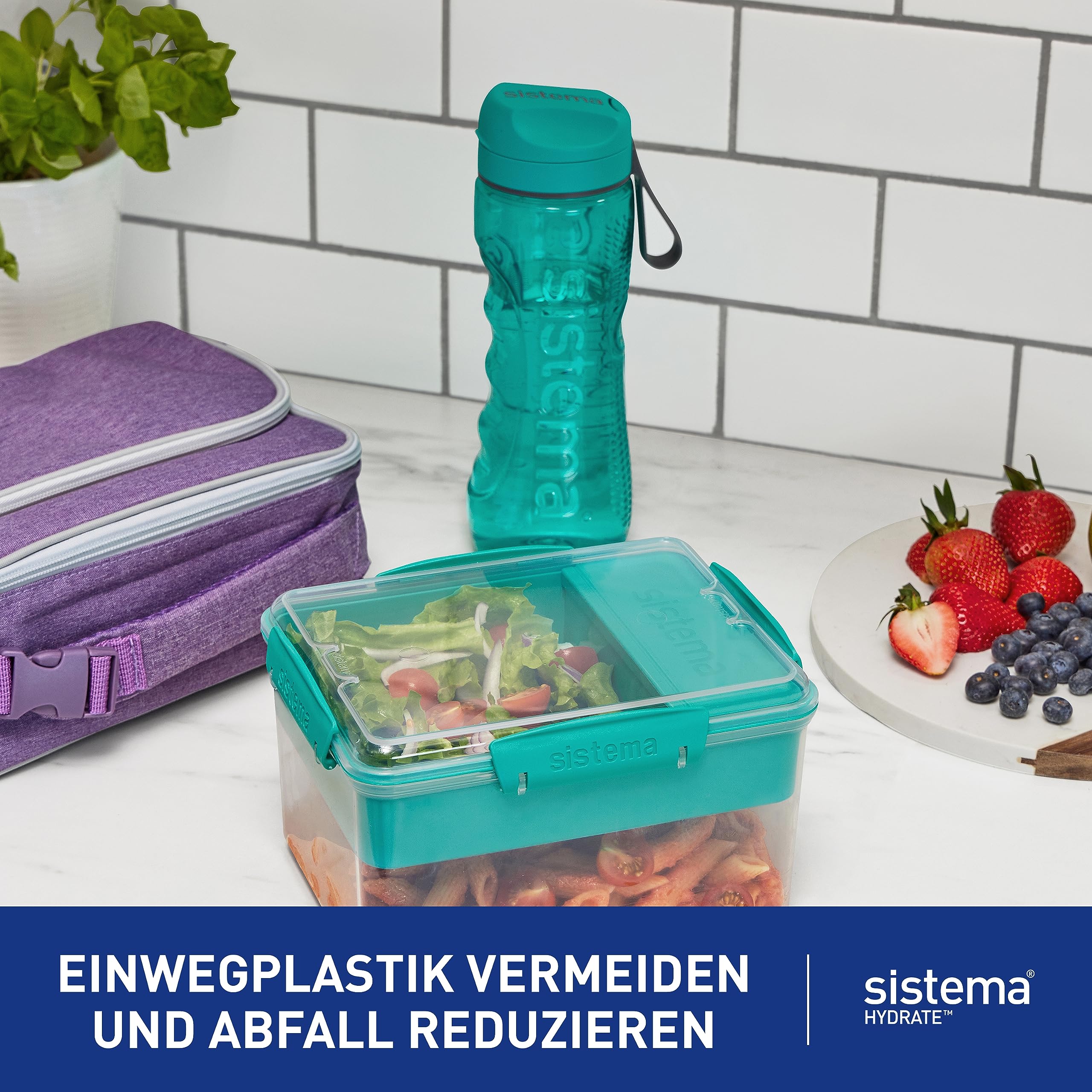 Sistema Hydrate Tritan Swift Wasserflasche | 800 ml | Auslaufsichere Wasserflasche | BPA-frei | Ocean Blue & Misty Purple | 2 Stück