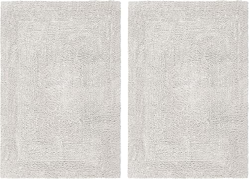 Miniatura 20 de Set de alfombras de baño reversibles Cotton Craft para cuando sales de la ducha: 17 pulgadas x 24 pulgadas, 100 % puro algodón, supersuaves, Gris