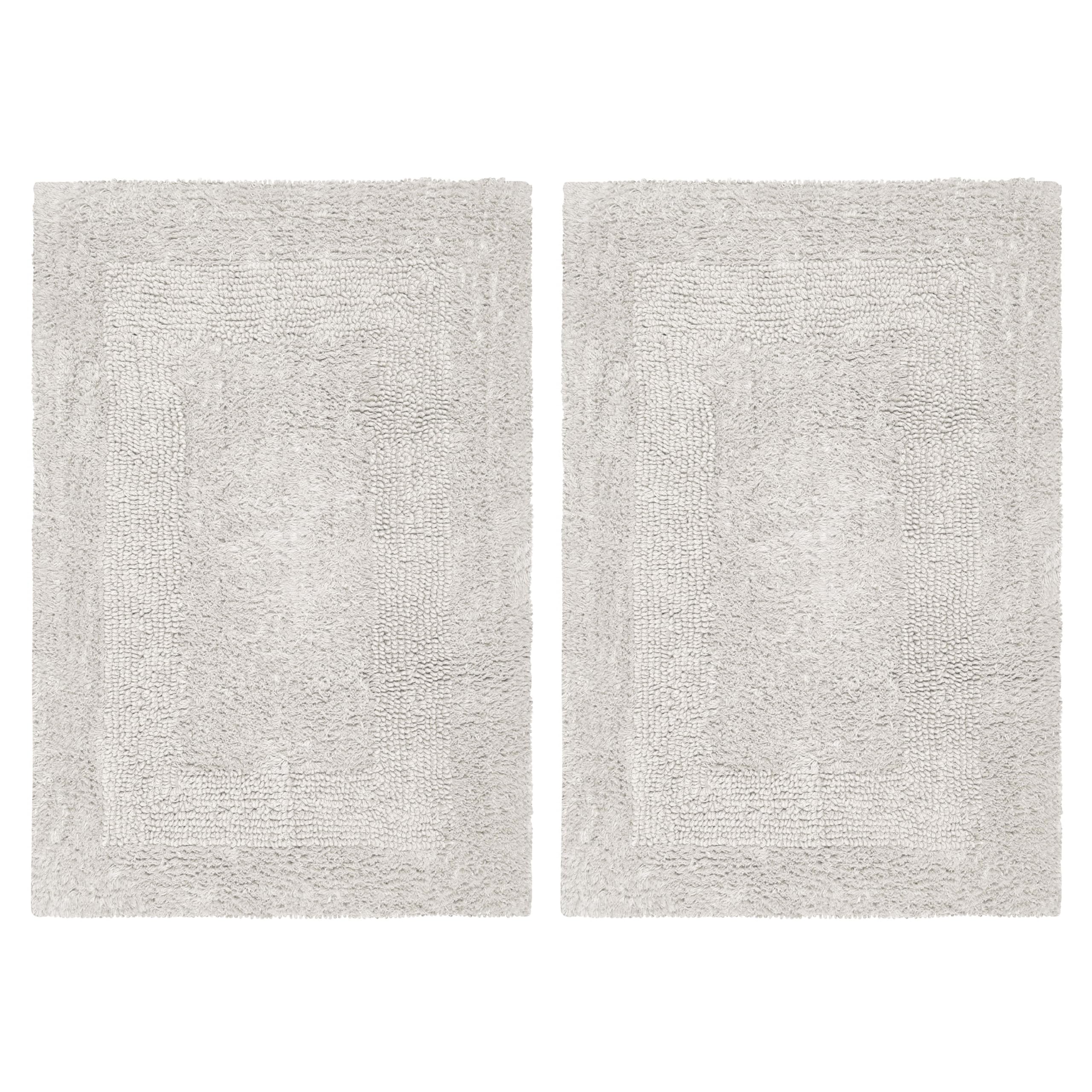 Tapis de bain en coton fait main COTTON CRAFT Smith platine épais réversible luxe