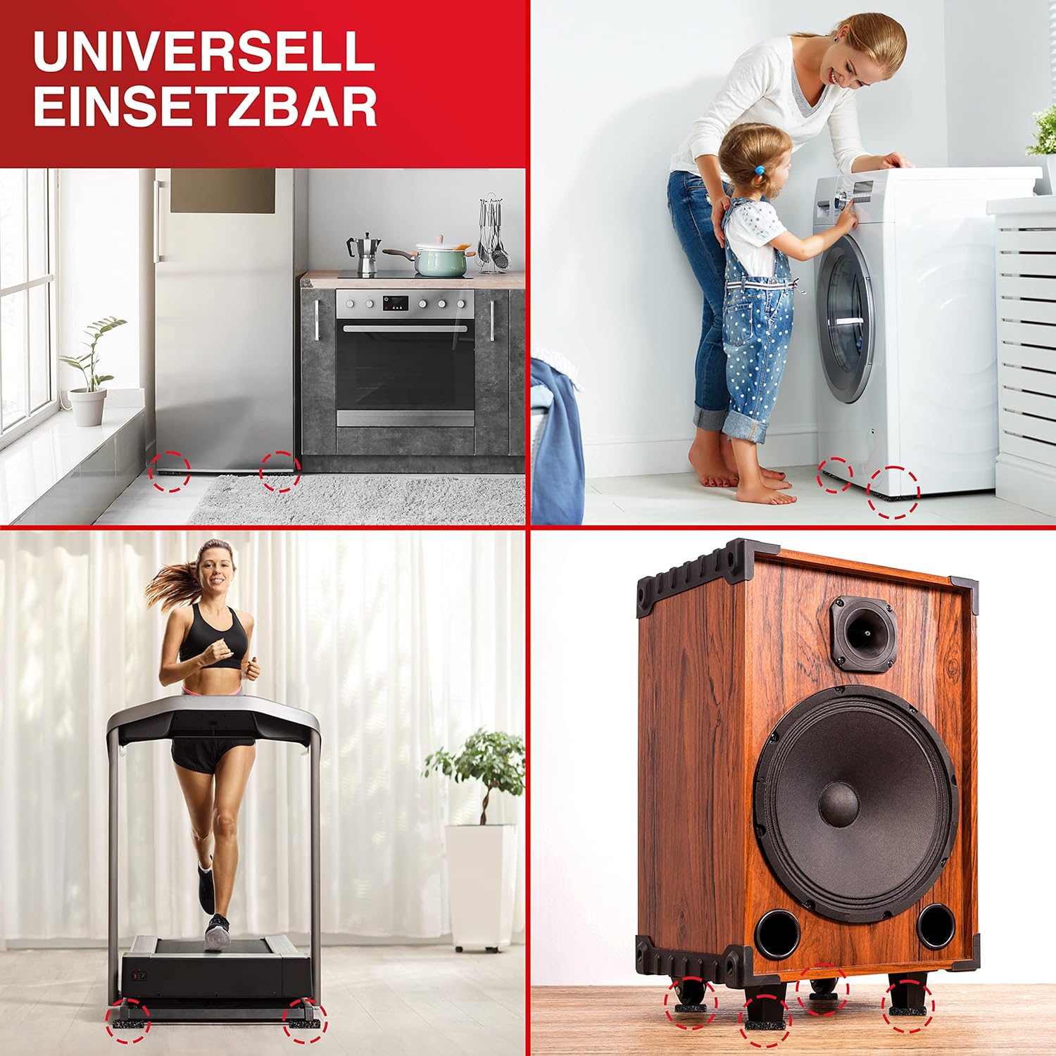 4-Pack Anti-Slip Mat for Washing Machine - 10cm x 10cm, 1.5cm Thick, Non-Slip & Anti-Vibration Mat