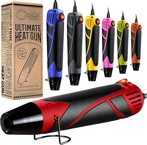 Vista 10 de Pistola de calor para manualidades, mini pistola de aire caliente de doble temperatura para resina epoxi, envoltura retráctil, envoltura de vinilo