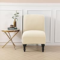 Vista 1 de LiveGo Funda para silla decorativa sin brazos, de elastano, extraíble, para silla sin brazos, protector de muebles para sala de estar, comedor, Beige