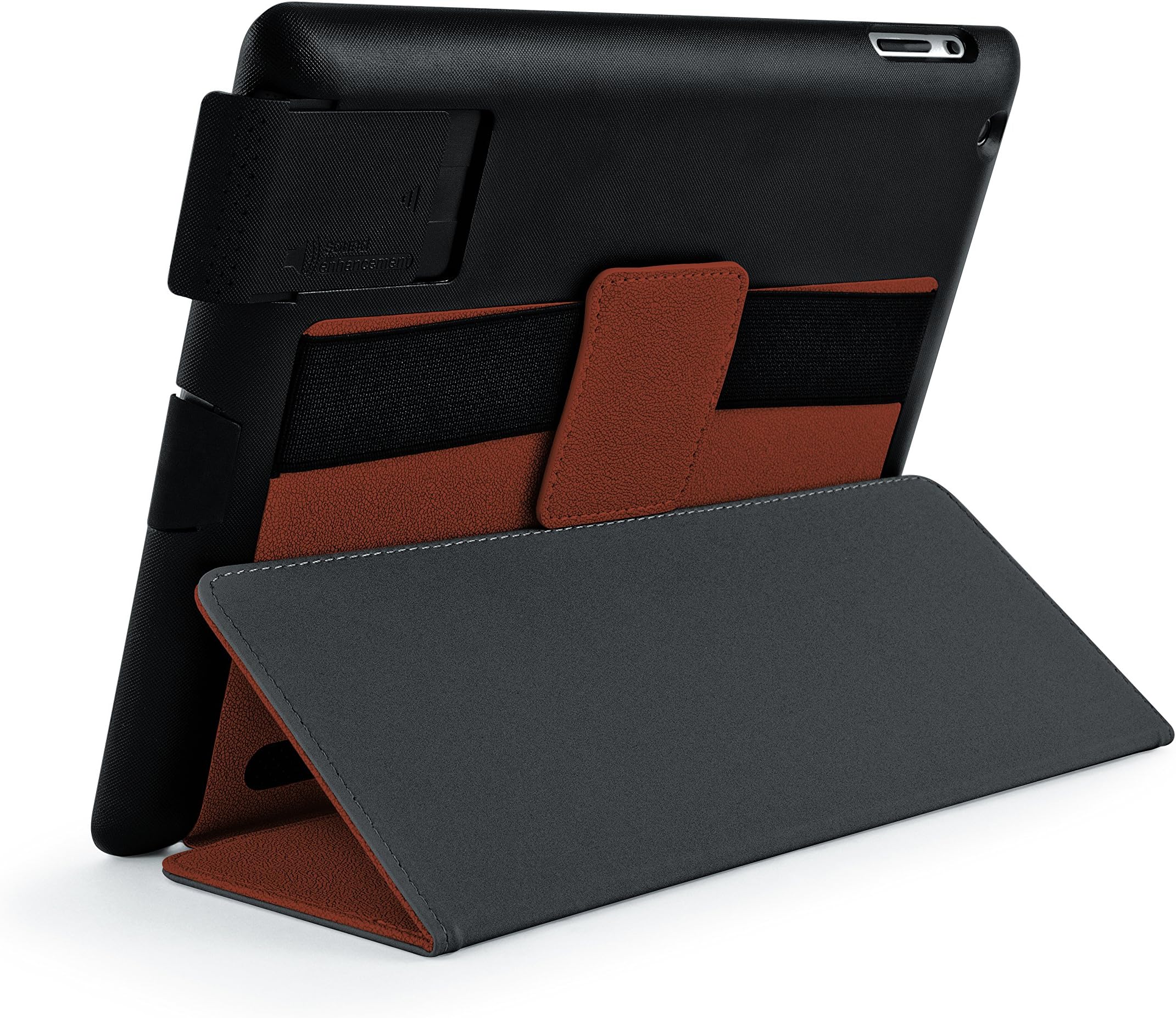 Polaroid iPad 2/3/4 Folio Case with Auto Wake/Sleep Function and Built-in Sound Enhancer (PIPD3000BN)