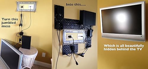 Miniatura 5 de Kit de soporte de montaje universal ajustable con organizador de cables para TV de pantalla plana, gestión de cables debajo del escritorio, cables