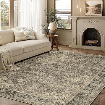 HUGEAR Vintage Rugs Living Room Rug 200x300cm Green Washable Carpet