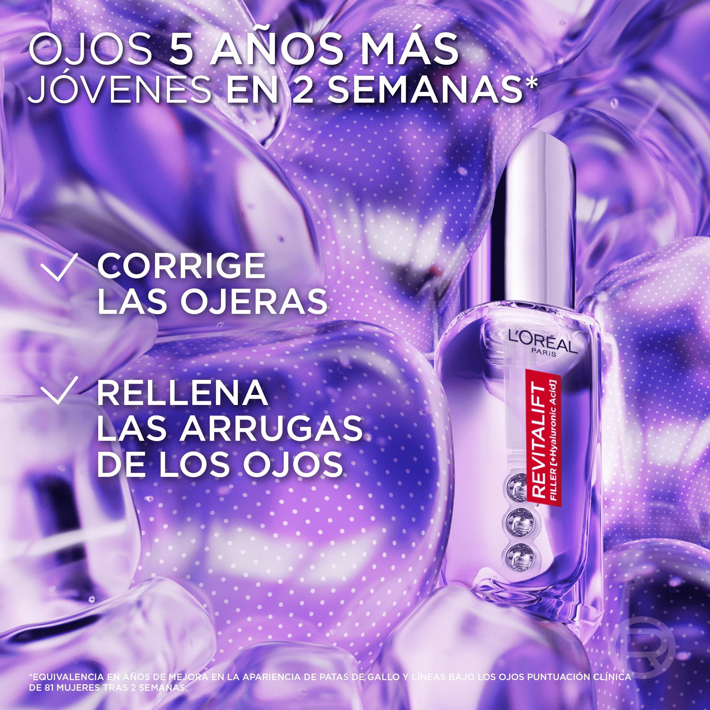 Rutina L'Oréal Paris Revitalift Filler Sérum Antiedad y Antiarrugas con Ácido Hialurónico 30ml + Sérum de Ojos con cafeína Antiojeras, 20ml + Crema de Día Rellenadora con Protección Solar SPF 50, 50ml