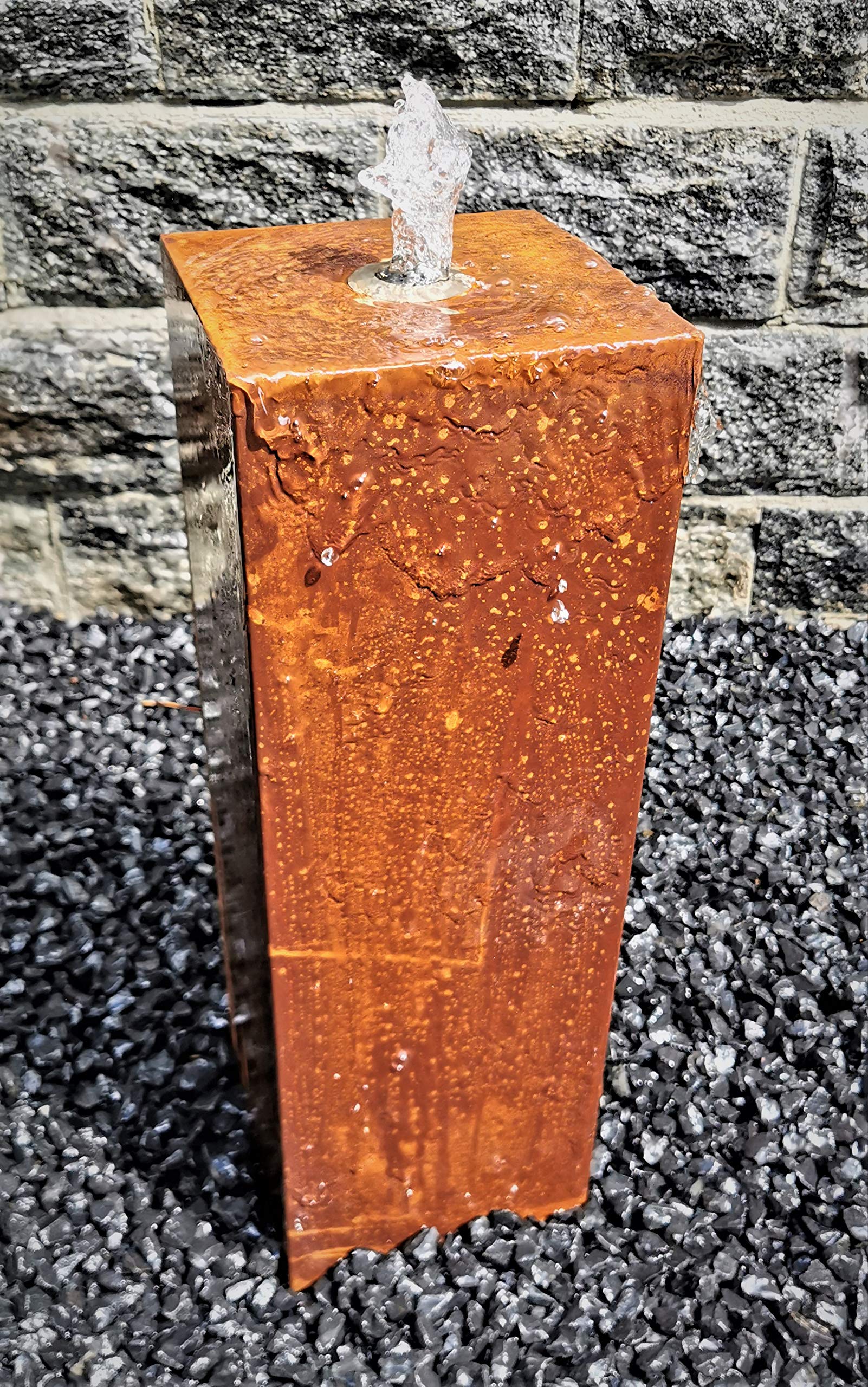 Säulenbrunnen Wasserspiel eckig 3er-Set Cortenstahl Roststahl 80/60/40 x 20 cm Komplettset