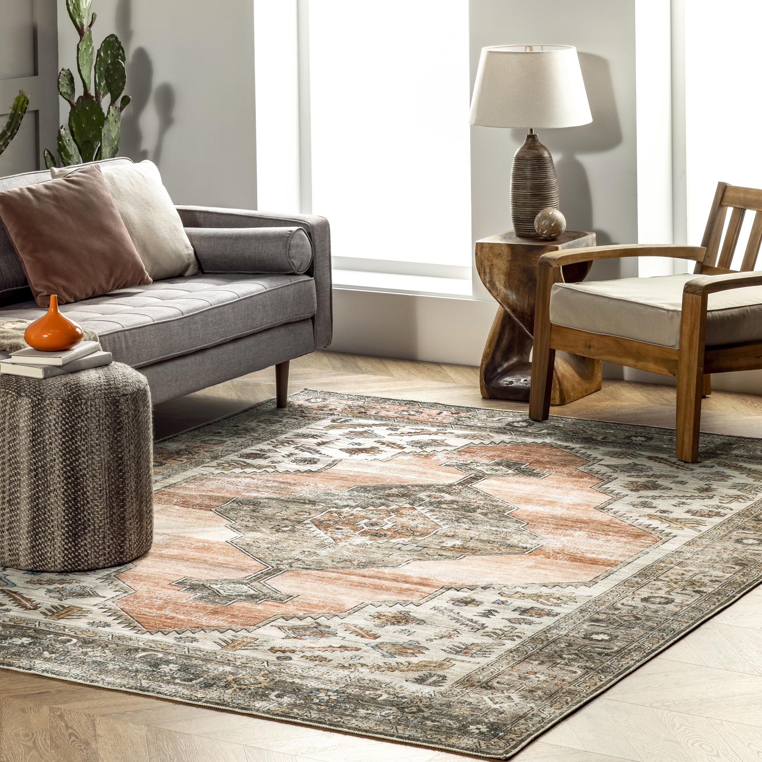 nuLOOM Area Rug, Polypropylene, Peach, 4 ft x 6 ft