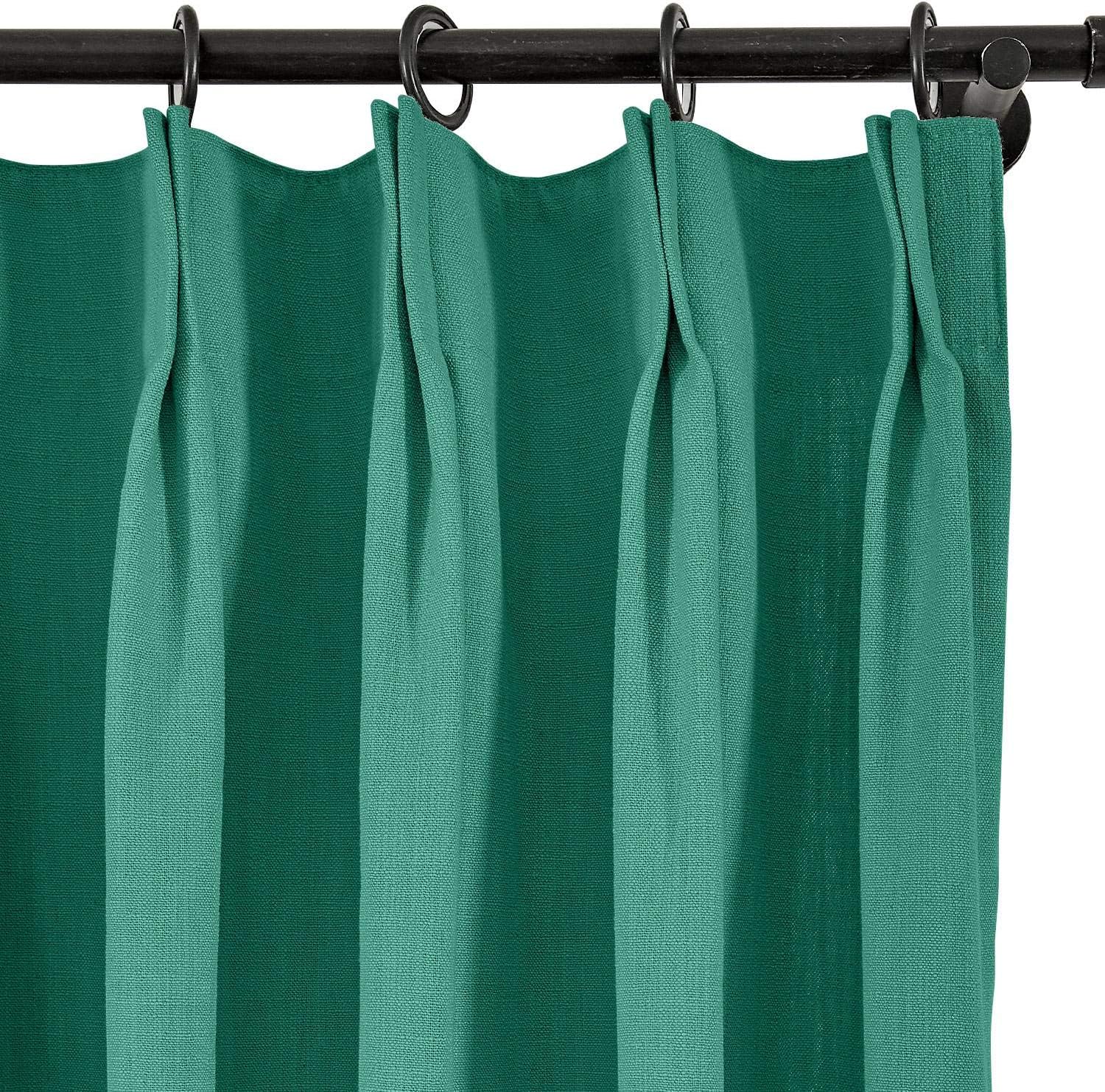 TWOPAGES Cotton Linen Curtain Drapery Decorative Curtain, 84 Inches Width x 102 Inches Length, Living Room Curtain, Room Darkening Pinch Pleat for Track Traverse Rod (1 Panel 7804-24 Greenlake)