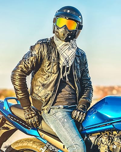 Miniatura 6 de Frienda 2 piezas de gafas para motocicleta, gafas de casco para motocicleta con cubierta facial (colorido, dorado)