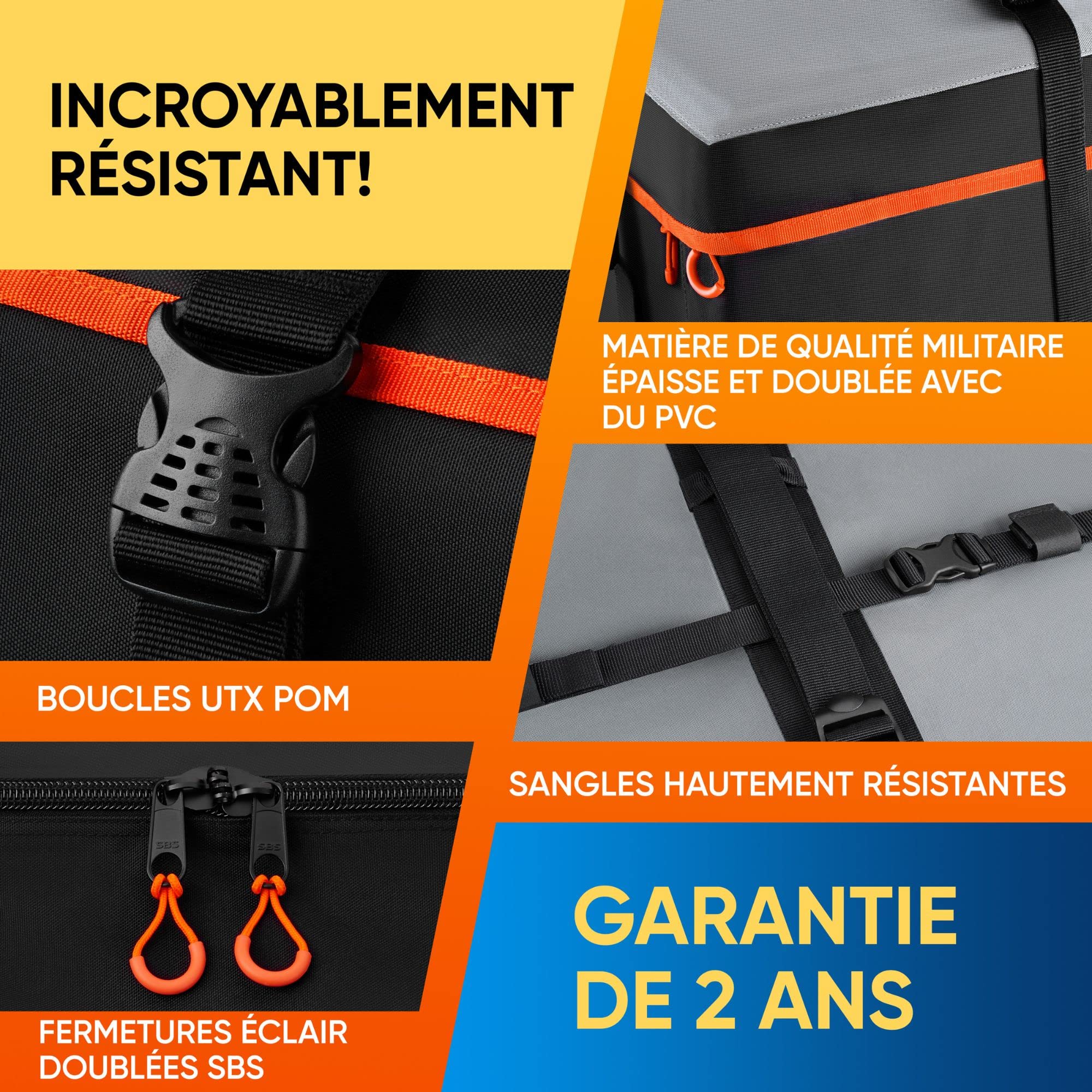 Coffre de Toit Souple 650L – Sac de Toit Voiture 100% Imperméable en PVC 840D – Installation avec ou sans Barres de Toit – Inclus Tapis de Protection & 4 Crochets
