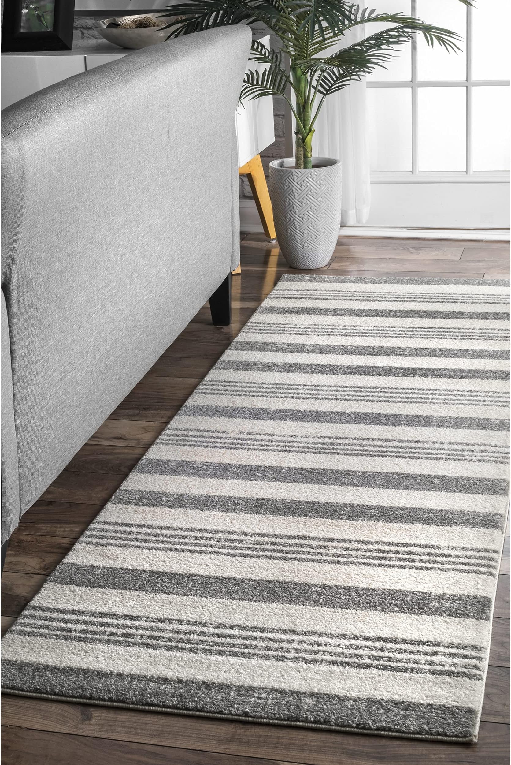 nuLOOM Striped Kelsi Runner Rug, 2' 8" x 8', Grey