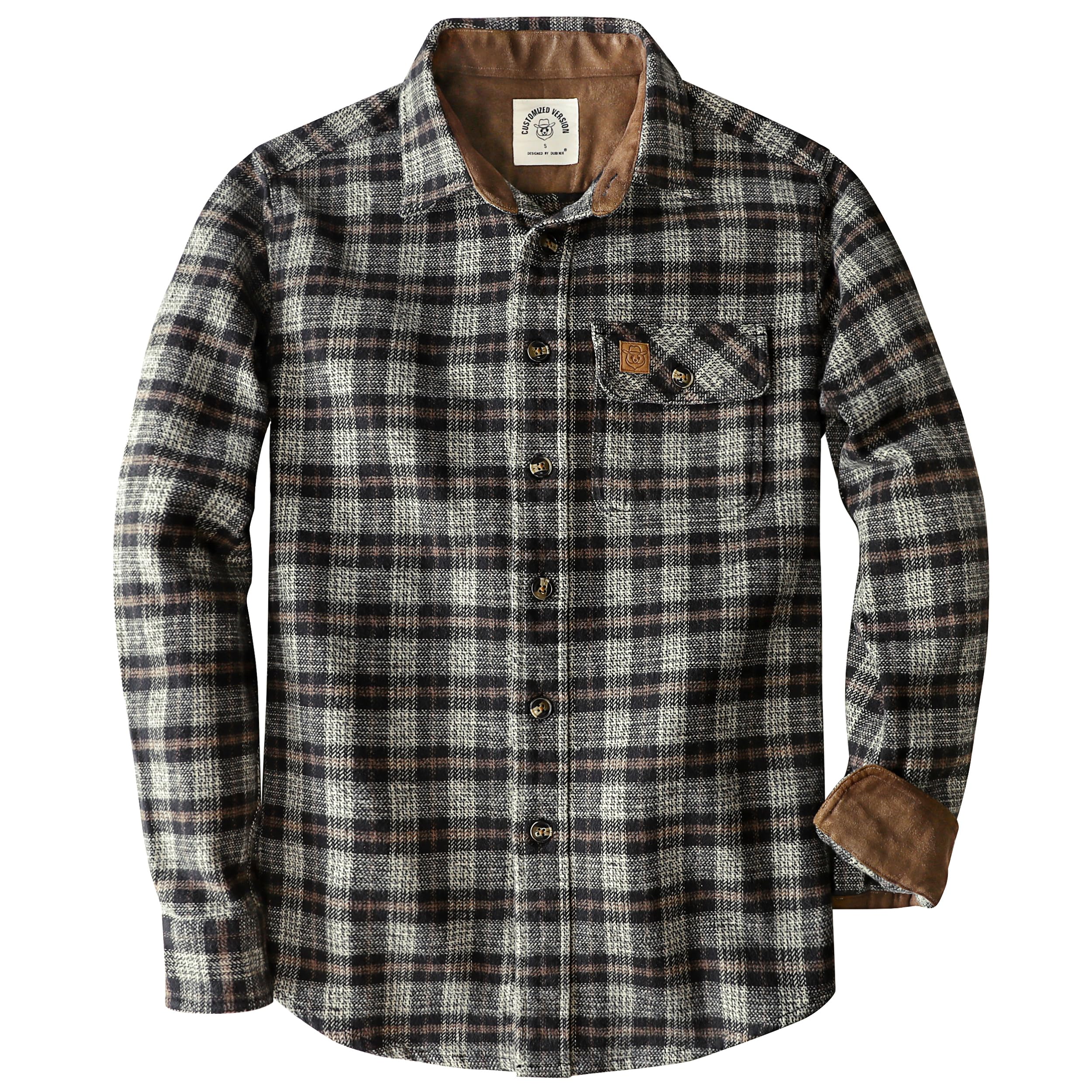 13oz Ultra Heavyweight Flannel Shirt for Men Long Sleeve Casual Button Down Soft Cotton Plaid Warm Shirts