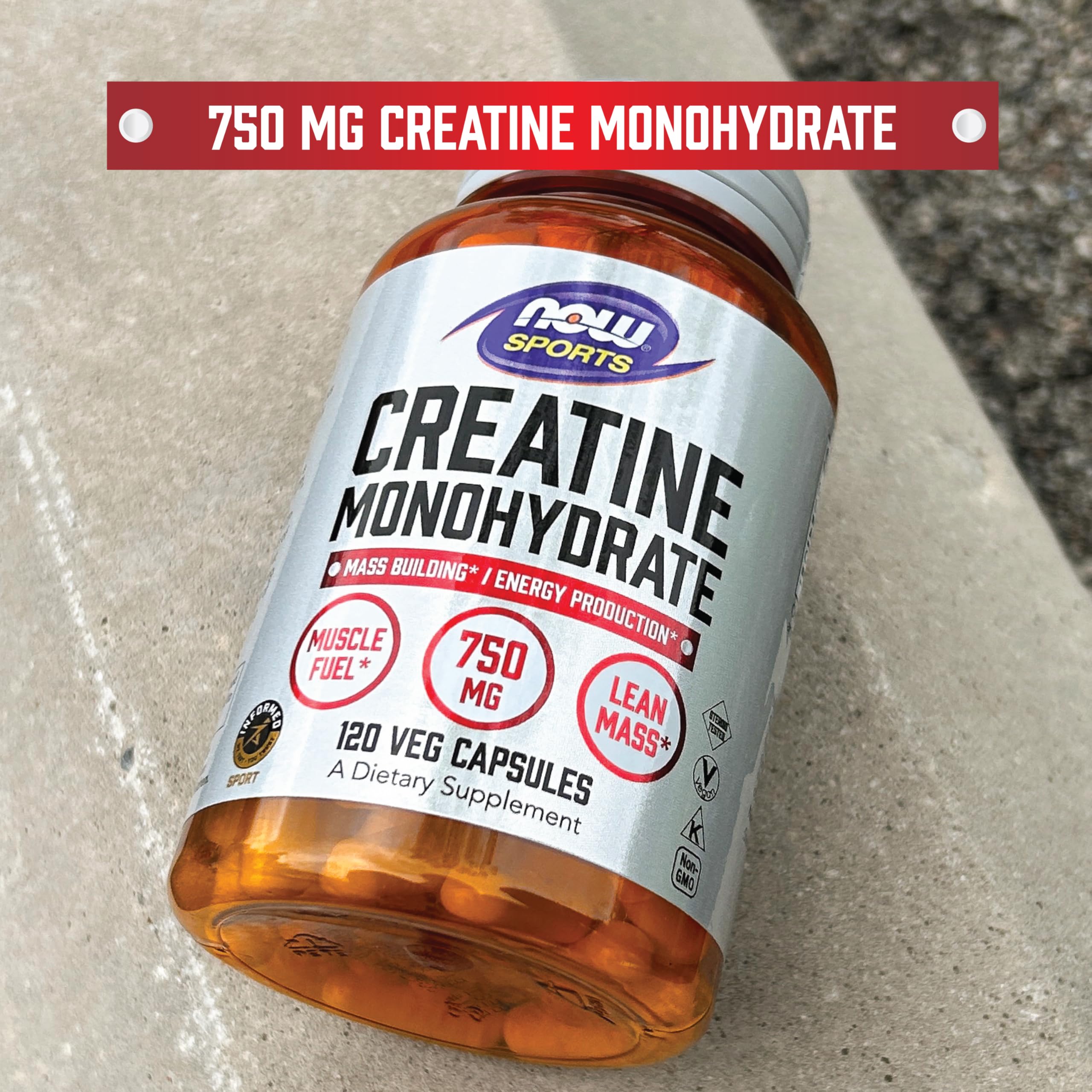 Now Sports, Creatine Monohydrate 750 mg, Muscel Fuel*, 240 Veg Caps — Amazon image 4