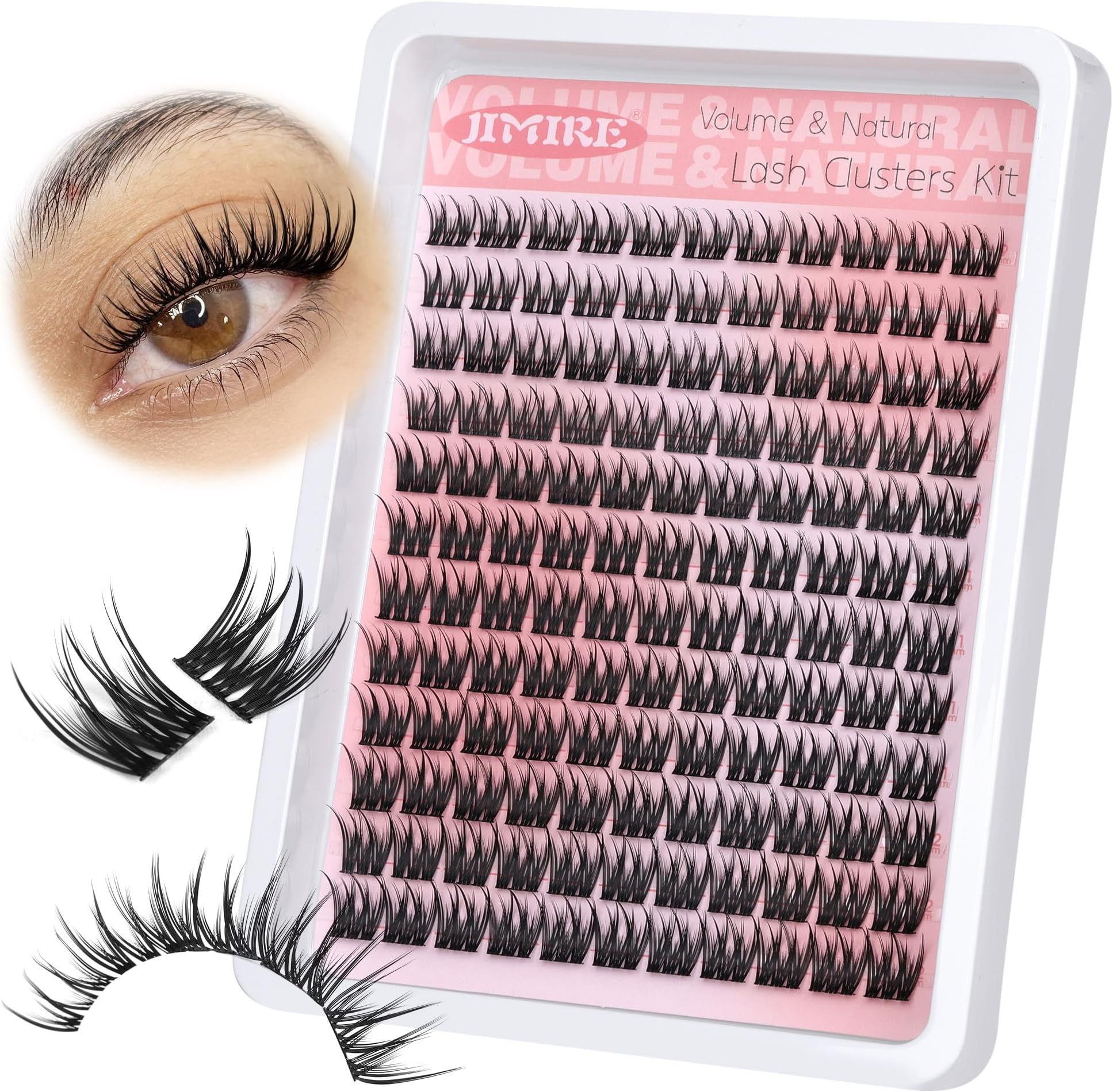 Natural Lash Clusters Wispy Cluster Eyelash Extensions 9-12MM Volume Individual Lashes 132Pcs CC Curl Classic Eyelash Clusters Soft Lash Extensions Easy to Apply for Beginners by JIMIRE