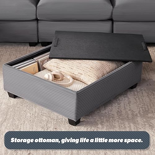 Miniatura 5 de Sofá modular de pana de gran tamaño de 125 pulgadas, sofá modular en forma de U con almacenamiento, sofá de pana convertible de 6 asientos, cómodos