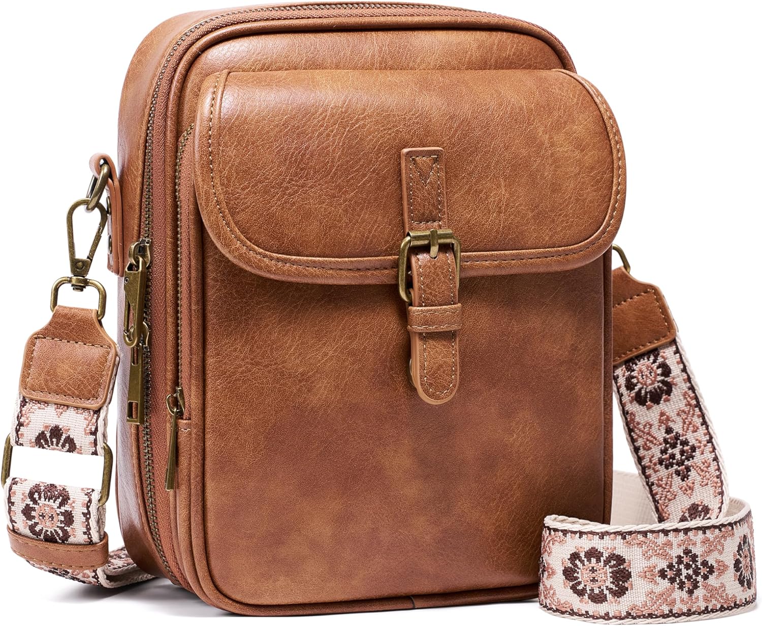 Crossbody Bag for Women Men, Vegan Leather Anti-Theft Messenger Shoulder Bag, Vintage Cross Body Purse with Card Slots