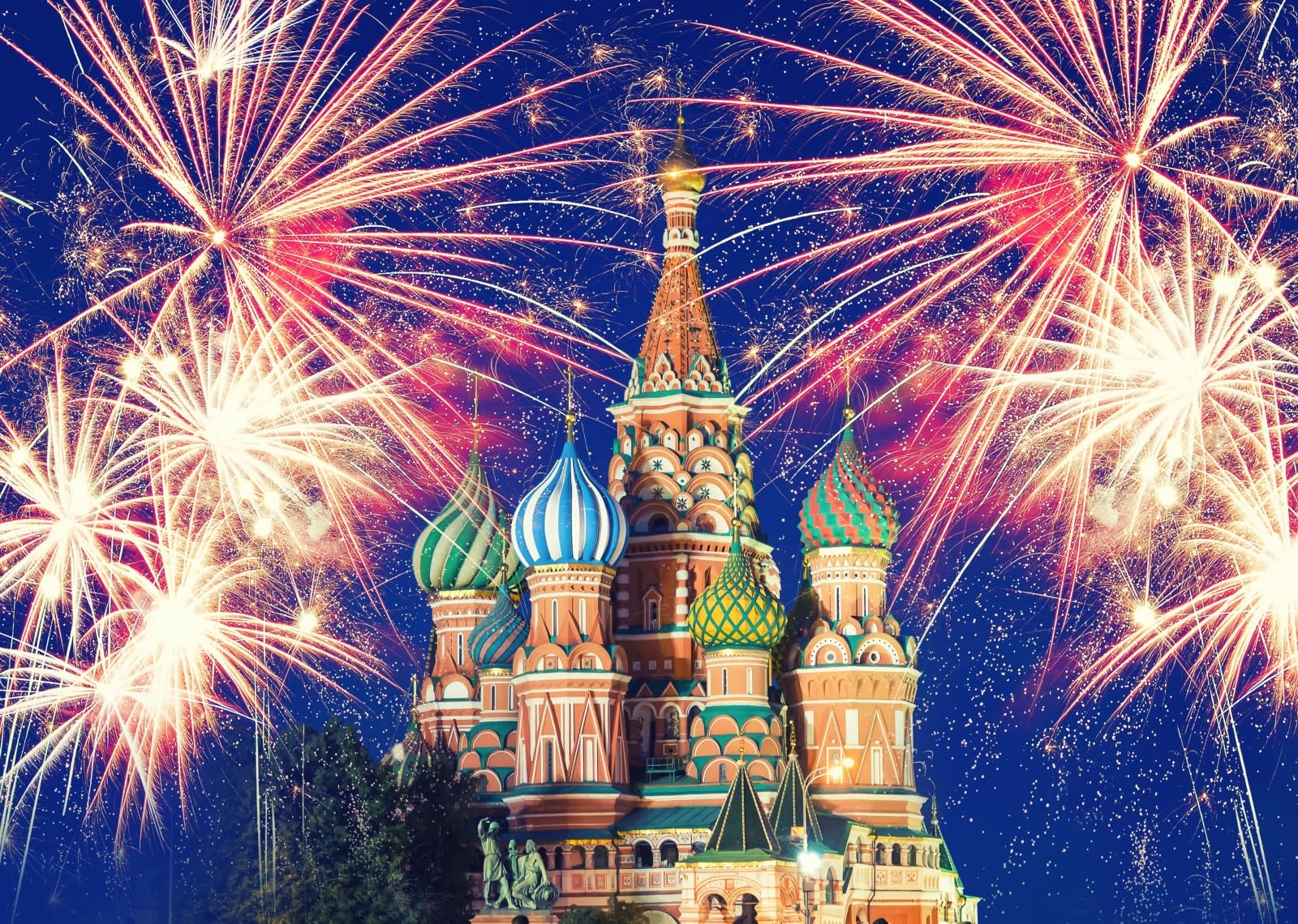 4.5x2.5m Basilius-Kathedrale, Feuerwerk, Landschaftskulisse, Russland, Hintergrund für Party-Dekoration, Neujahrsfeier, Eventfotografie, Kulisse, Fotoautomaten-Requisite