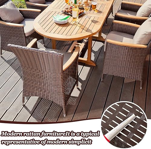 Miniatura 5 de Kit de reparación de mimbre de 639 pies, suministros de reparación de mimbre con herramienta de tejido para ratán de plástico, material de ratán