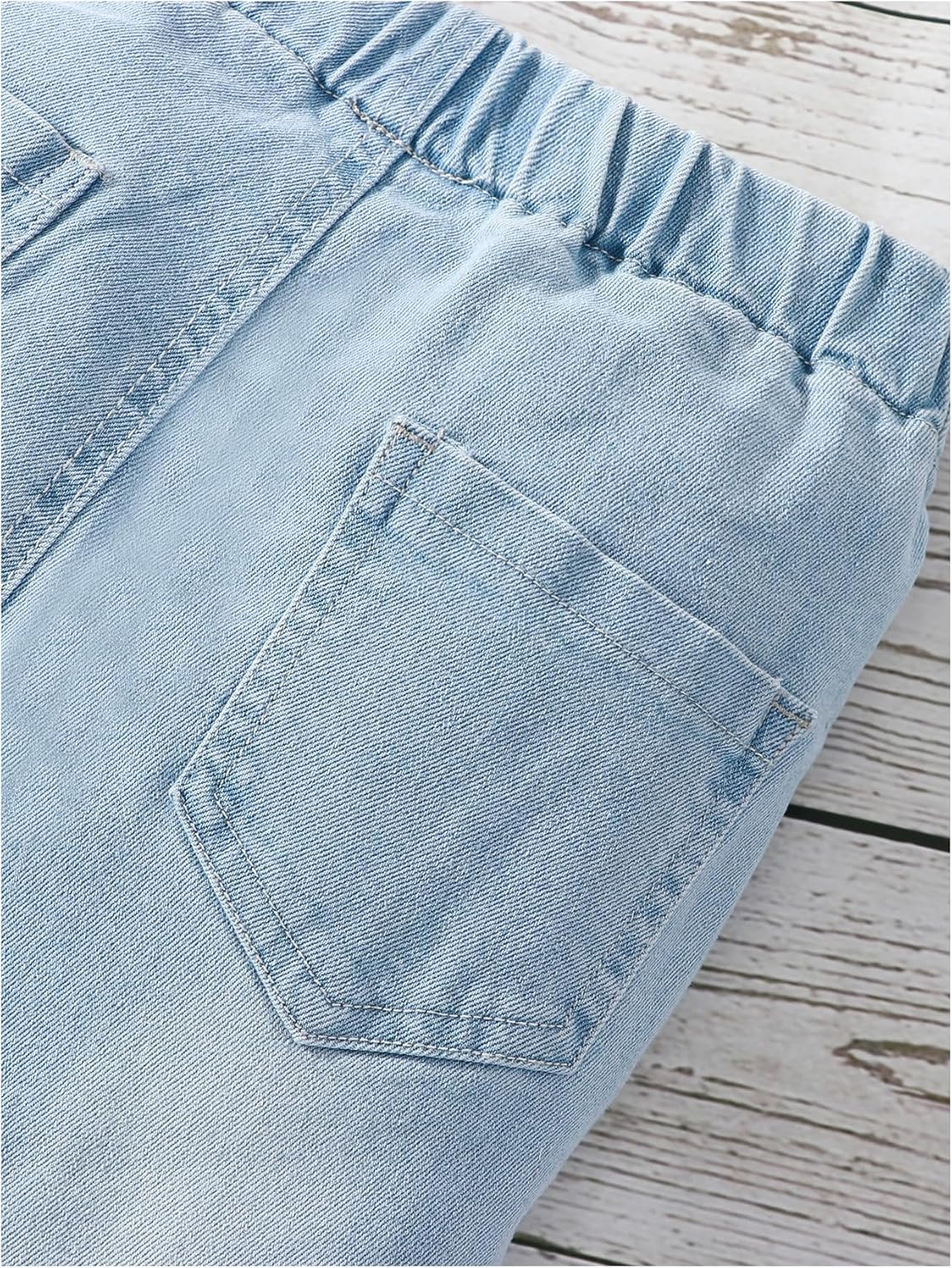 WDIRARA Toddler Girl's High Waisted Bow Front Bell Bottom Jeans Flare Leg Denim Pants - Image 5