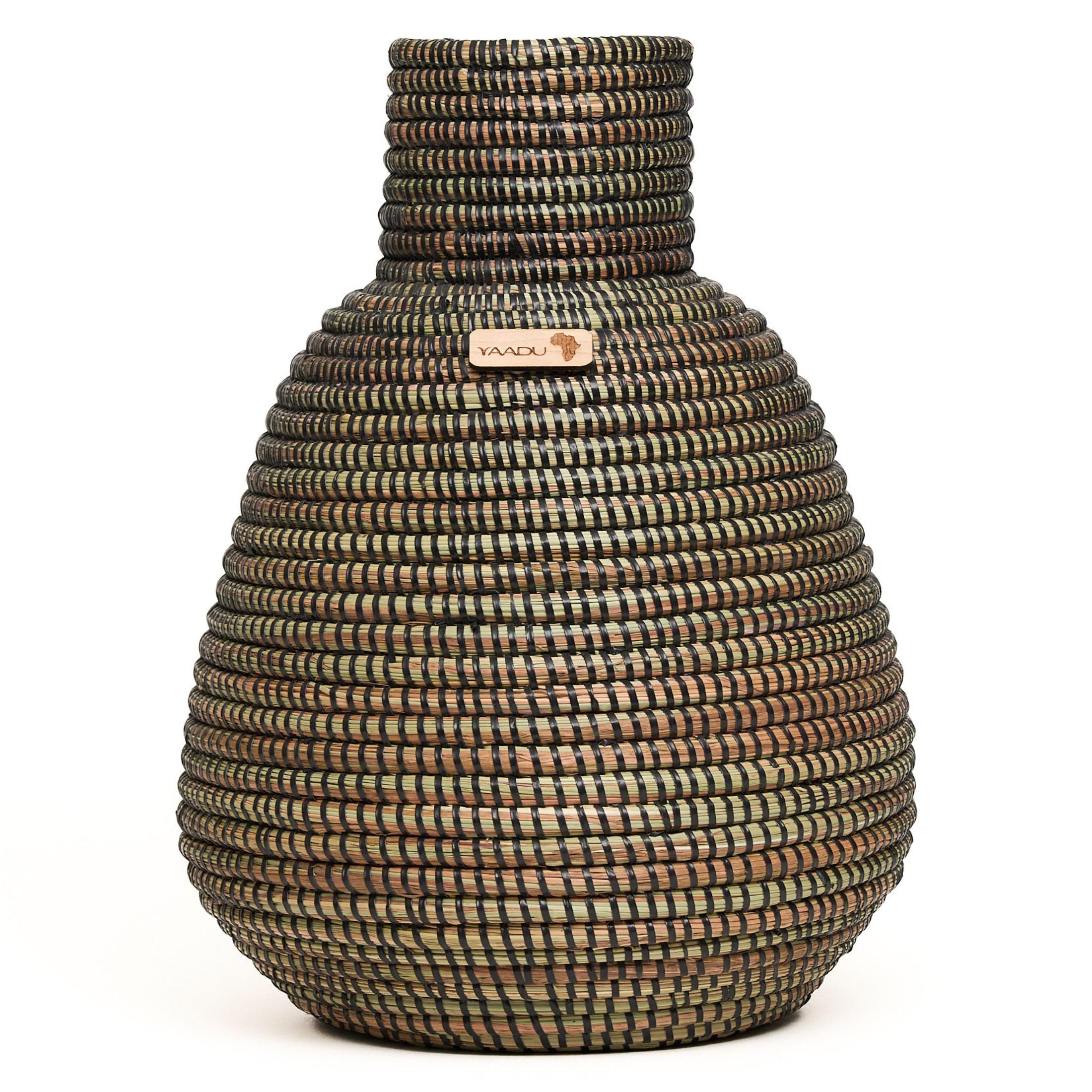 YAADU Geflochtene Vase 'Namibia' – Ca. 37 Cm Hoch, Aus Savannengras & Recyceltem Plastik, Handgeflochten, Übertopf Oder Deko-Vase