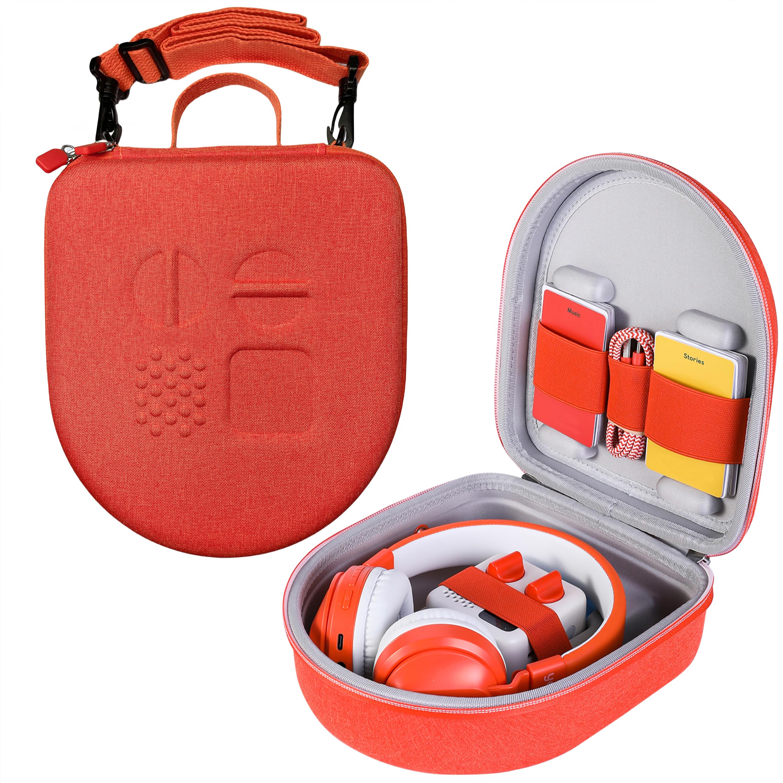 GENZOXRUG Travel Case Compatible with Yoto Mini Player & Accessories,Hard Protective Storage Carrying Shell with Adjustable Shoulder Strap, Holds Kids Speaker,Headphones & Up To 60 Audiobook Cards