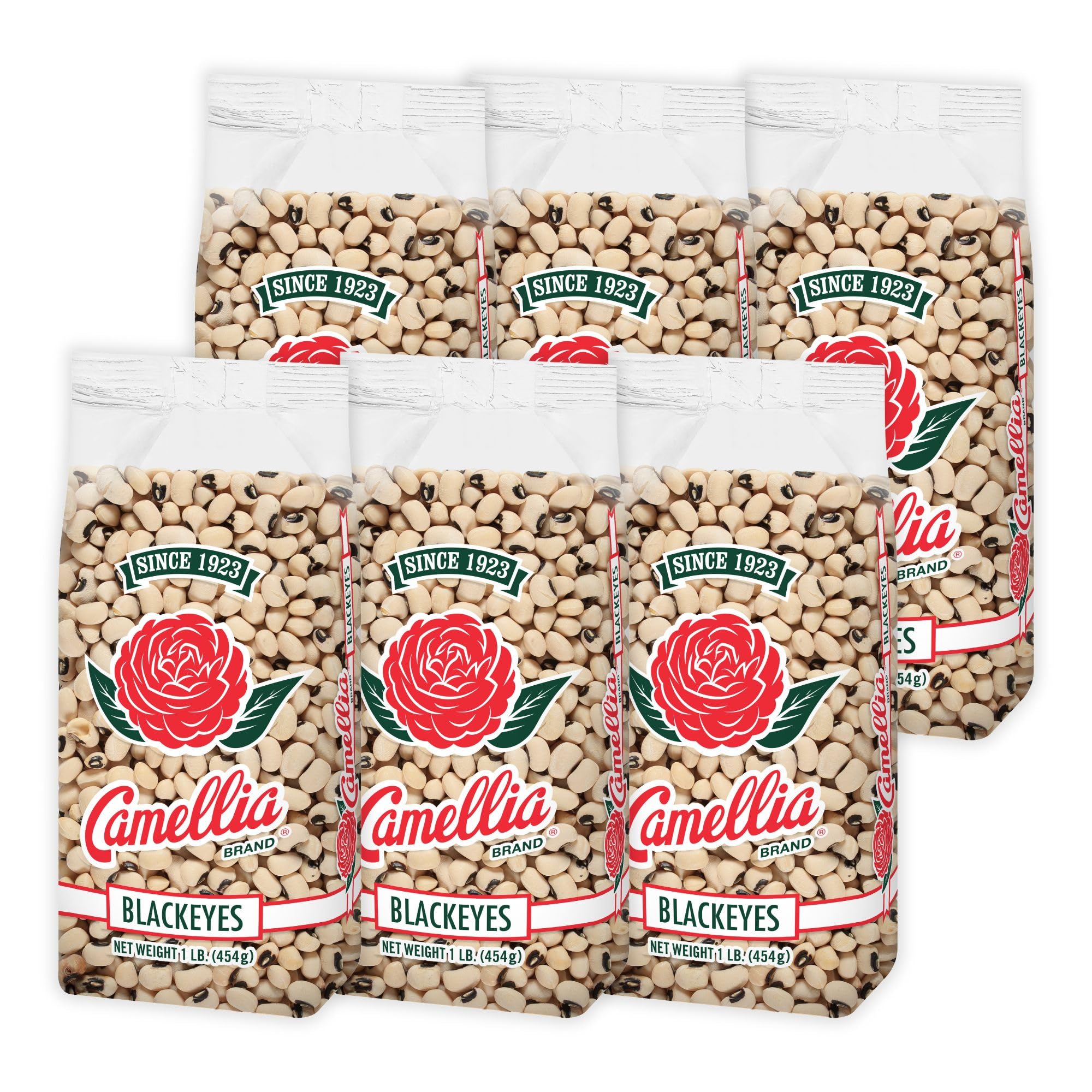 Camellia Brand Dried Blackeye Peas – Premium Non-GMO Southern Pea for Hoppin’ John, Soups, Stews, Salads, New Years Day, and Side Dishes – Gluten-Free, High Protein, Vegan & Vegetarian Friendly, 1 Pound (Pack of 6)