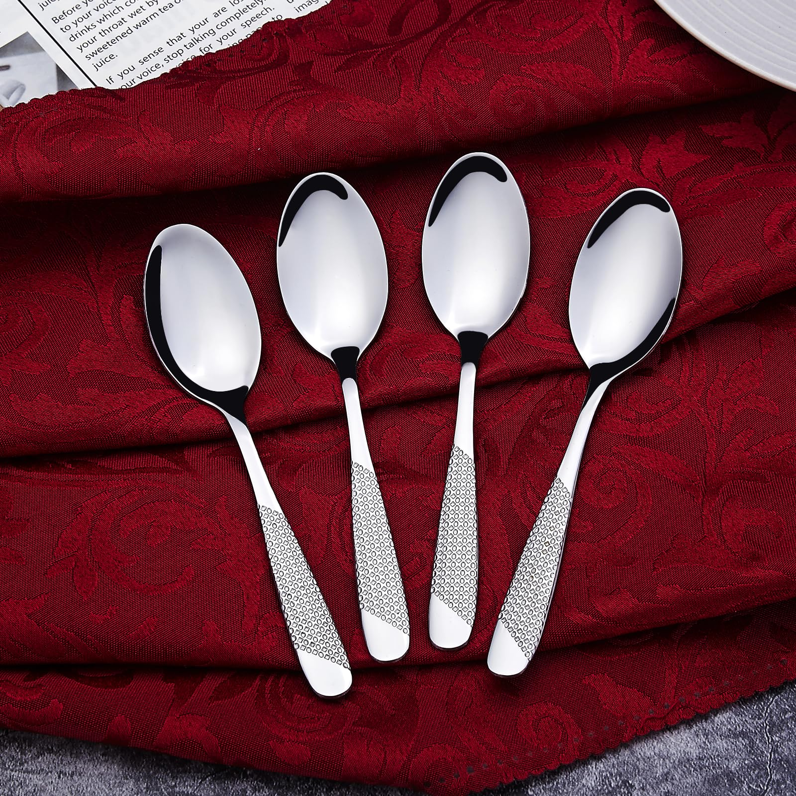 Set di 36 Cucchiaini da caffè, 15 cm (5,91 pollici), Joeczo Set di cucchiaini in acciaio inossidabile per Caffè/Tè/Dessert, Lavabile in lavastoviglie, Manici con motivo stella e diamante