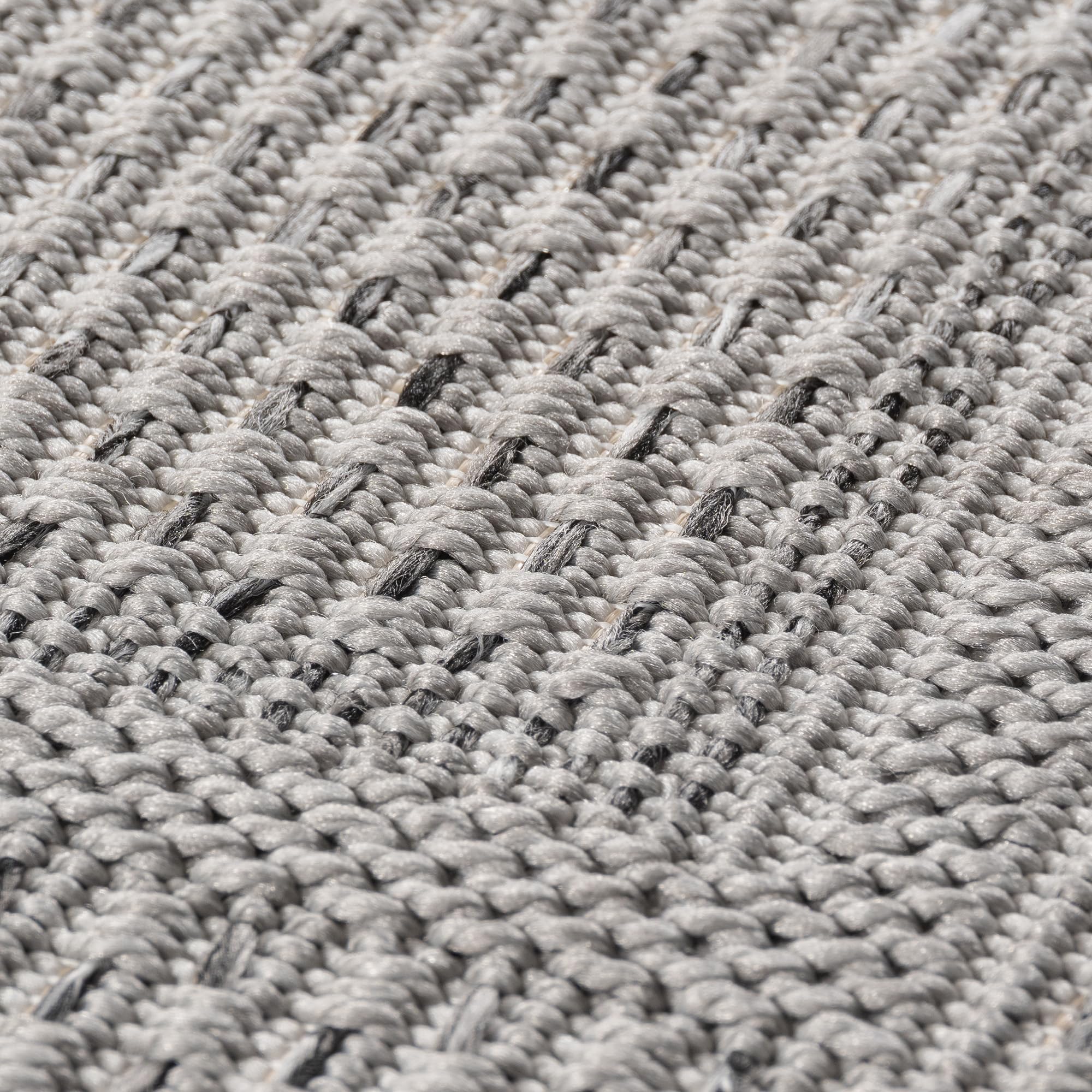 SIMPEX Tappeto da Esterno Grigio 160x230 cm, Resistente agli Agenti Atmosferici & UV, Cucina, Balcone, Terrazza, Soggiorno e Sala da Pranzo, Design a tinta unita con bordo