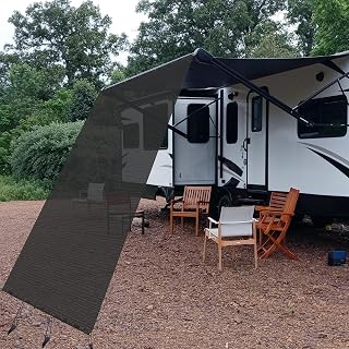 Sintron RV Awning Sun Shade, Front Screen 8'x17'3", Black Mesh Sunshade UV Blocker Complete kits for Motorhome Camper Travel Trailer Canopy Shelter, Provides Wind Protection, Shade & Privacy, RV Parts