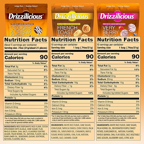 Miniatura 56 de Drizzilicious Mini Rice Cakes S'mores - Patatas fritas de arroz, aperitivo saludable para adultos y niños, pasteles de arroz saborizados, veganos