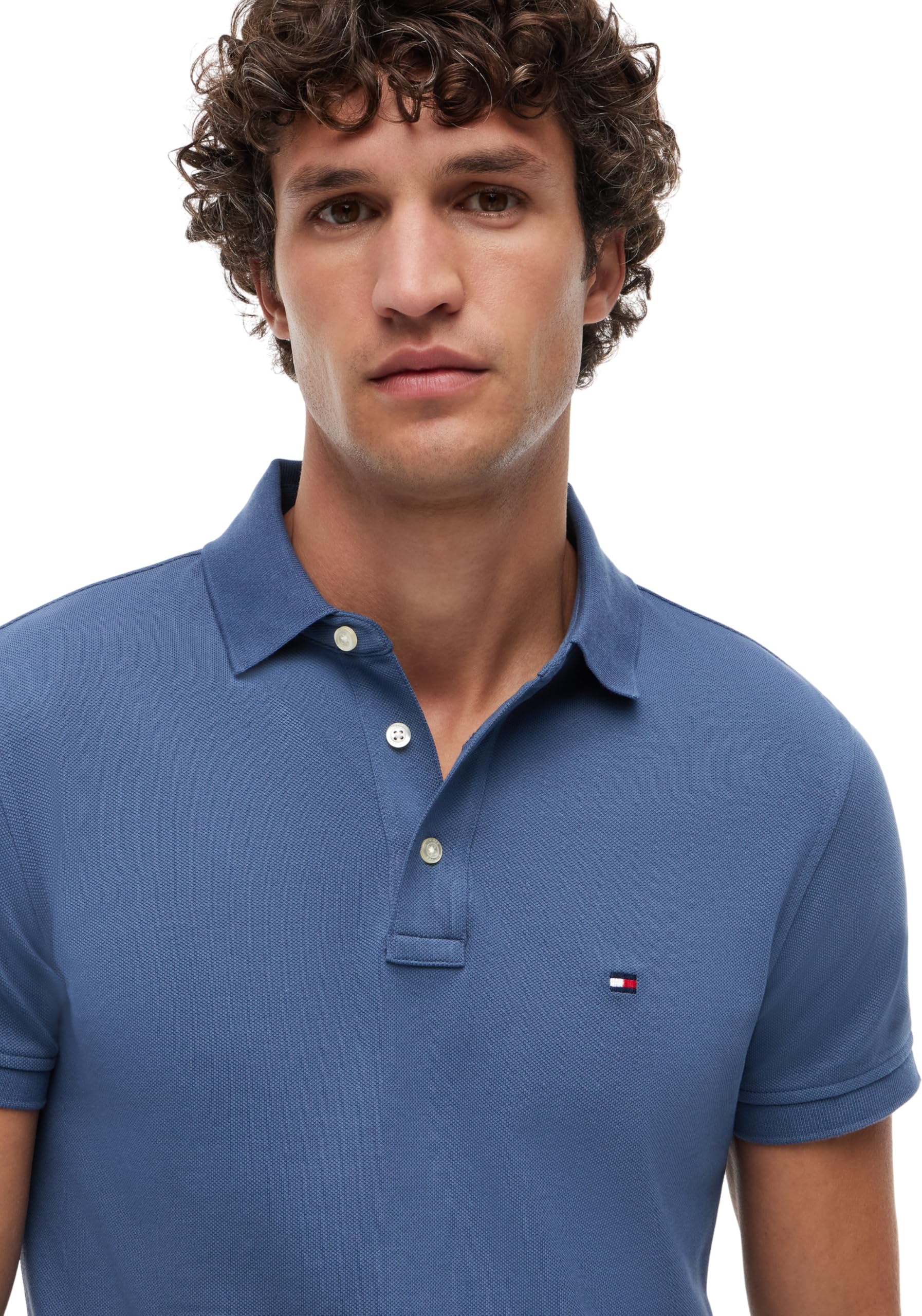 Tommy Hilfiger Męska koszulka polo CORE 1985 Slim MW0MW17771, S/S Polo, niebieska, M, Niebieski (Morze Egejskie), M
